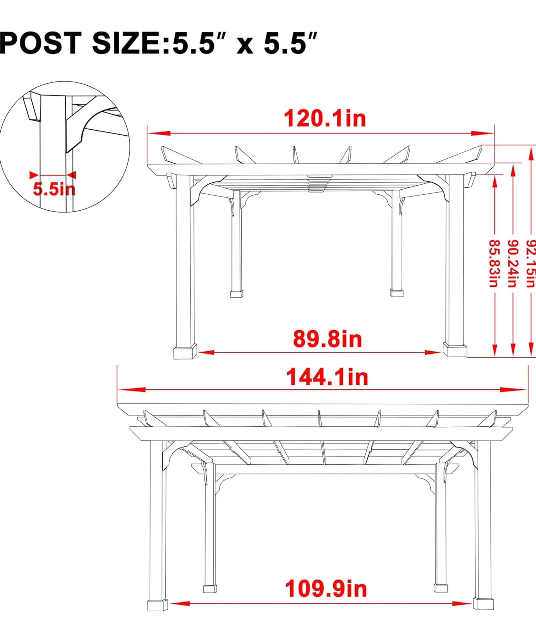 Alora Premium Outdoor Cedar Wood Pergola With Slatted Roof (SAK87024)
