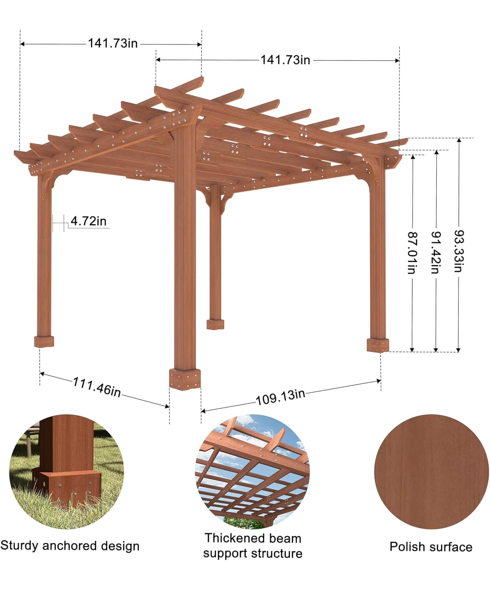 Alora Premium Outdoor Cedar Wood Pergola With Slatted Roof (SAK87024)