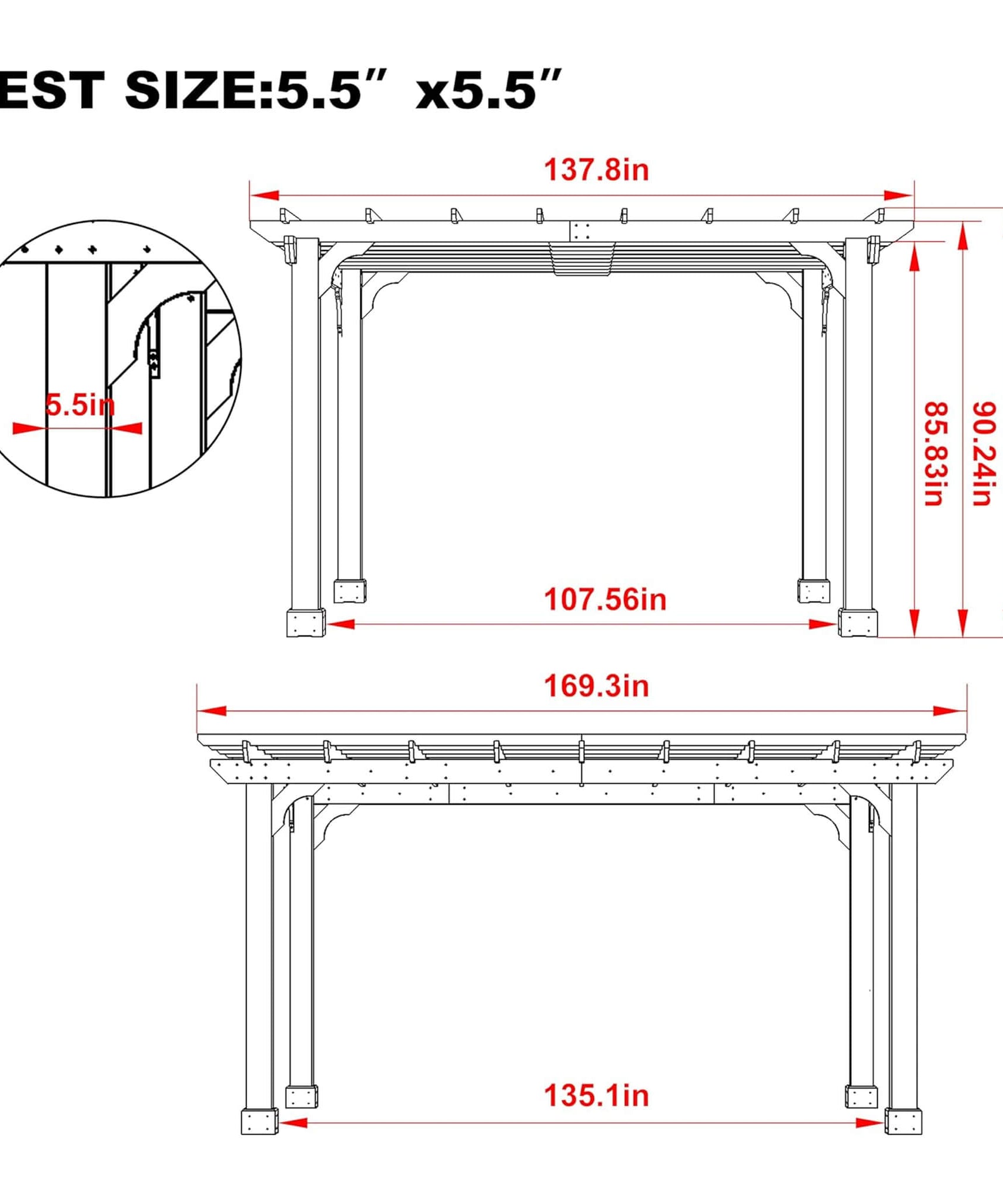 Alora Premium Outdoor Cedar Wood Pergola With Slatted Roof (SAK87024)