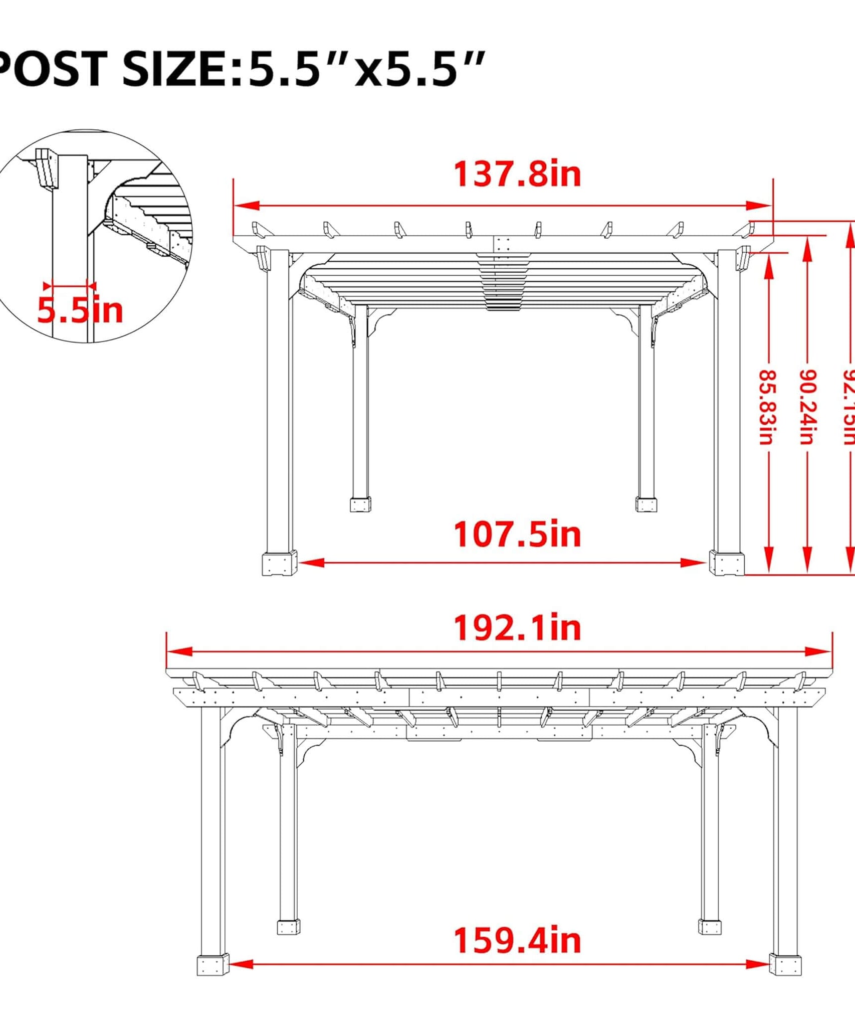 Alora Premium Outdoor Cedar Wood Pergola With Slatted Roof (SAK87024)