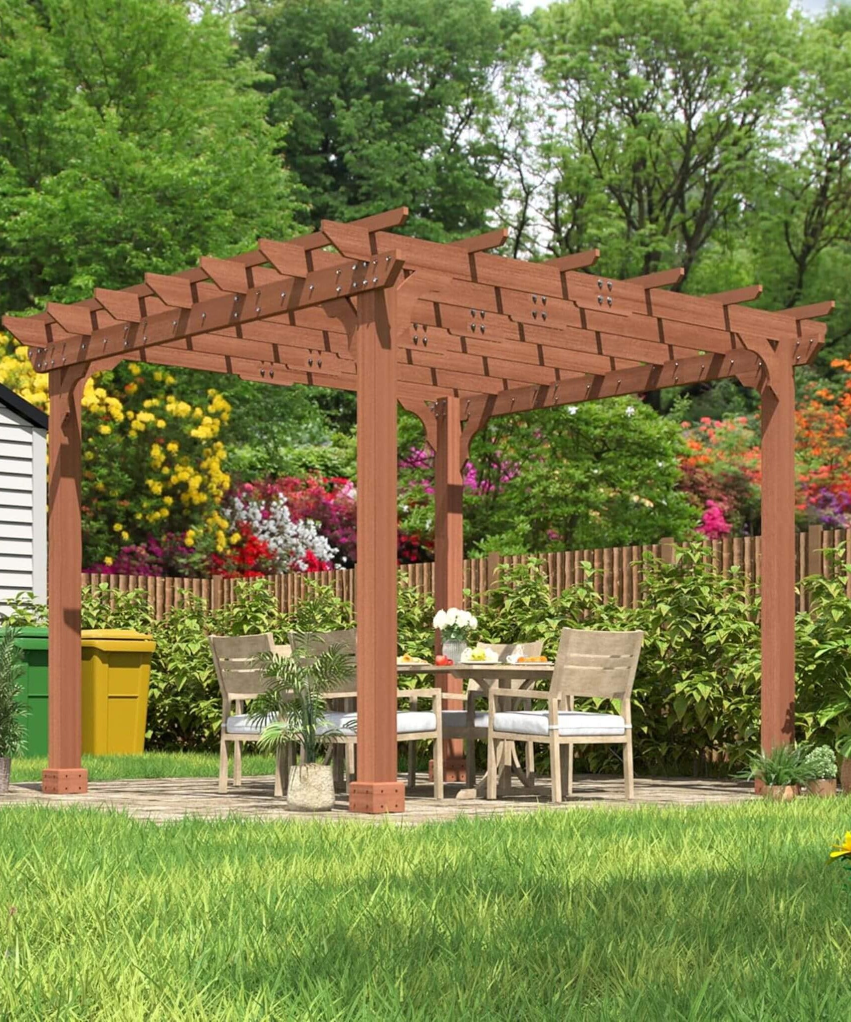 Alora Premium Outdoor Cedar Wood Pergola With Slatted Roof (SAK87024)