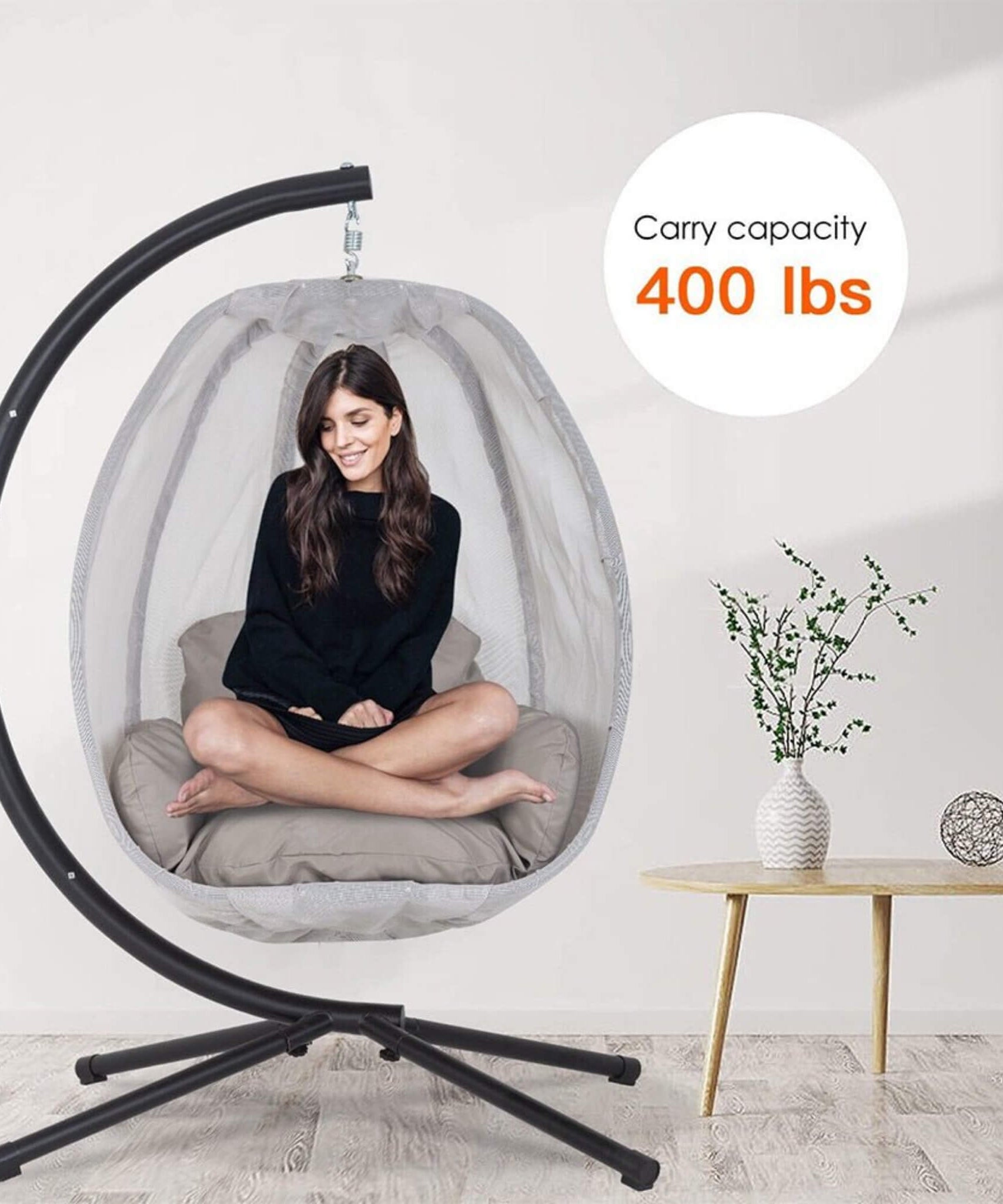 Alora Premium 70-Inch Outdoor Hammock Egg Swing Chair With Stand (SAK42317)