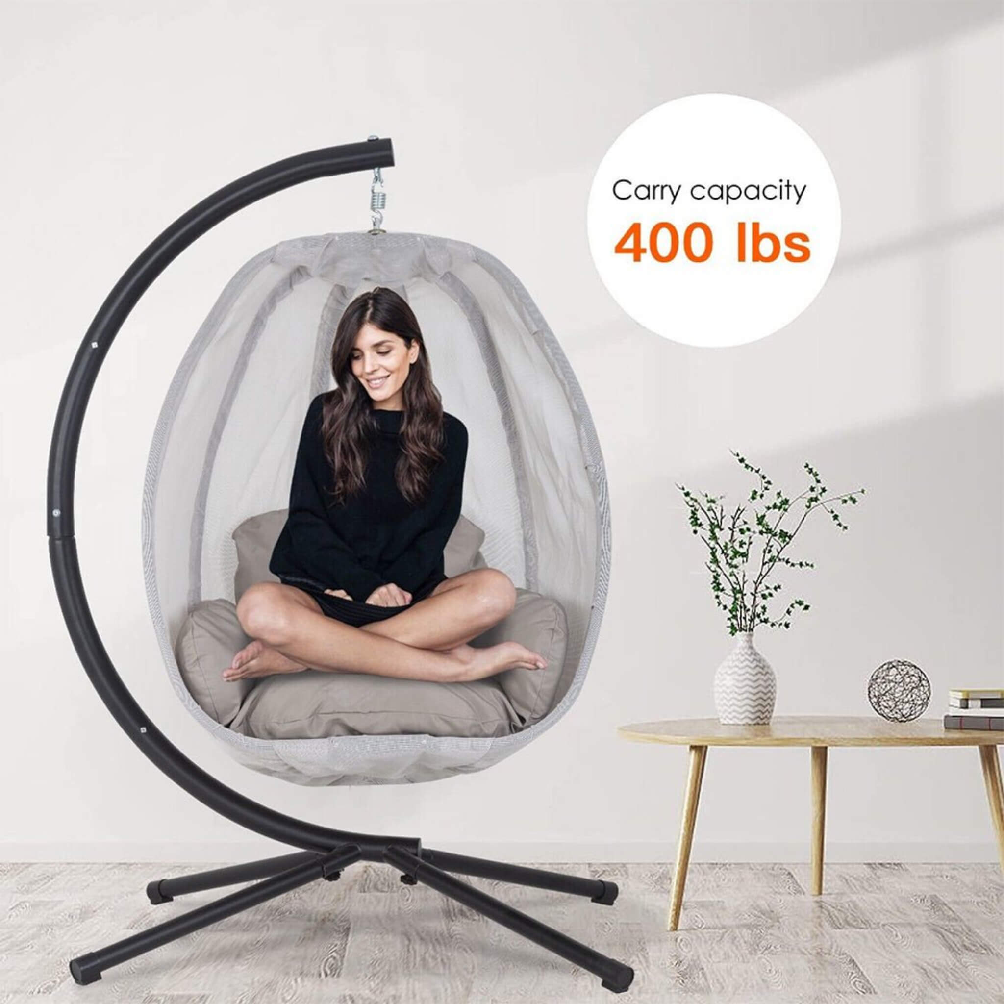 Alora Premium 70-Inch Outdoor Hammock Egg Swing Chair With Stand (SAK42317)