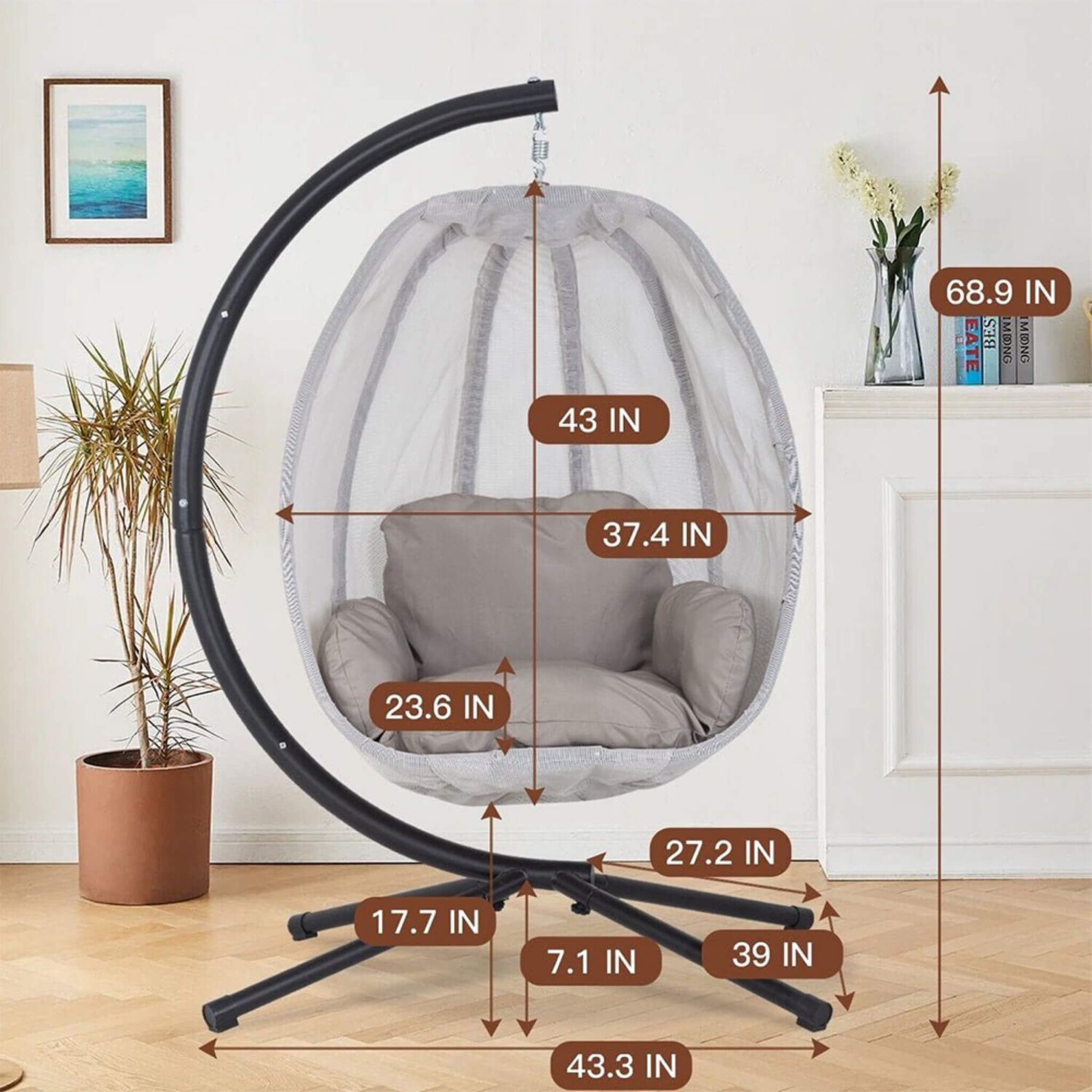 Alora Premium 70-Inch Outdoor Hammock Egg Swing Chair With Stand (SAK42317)