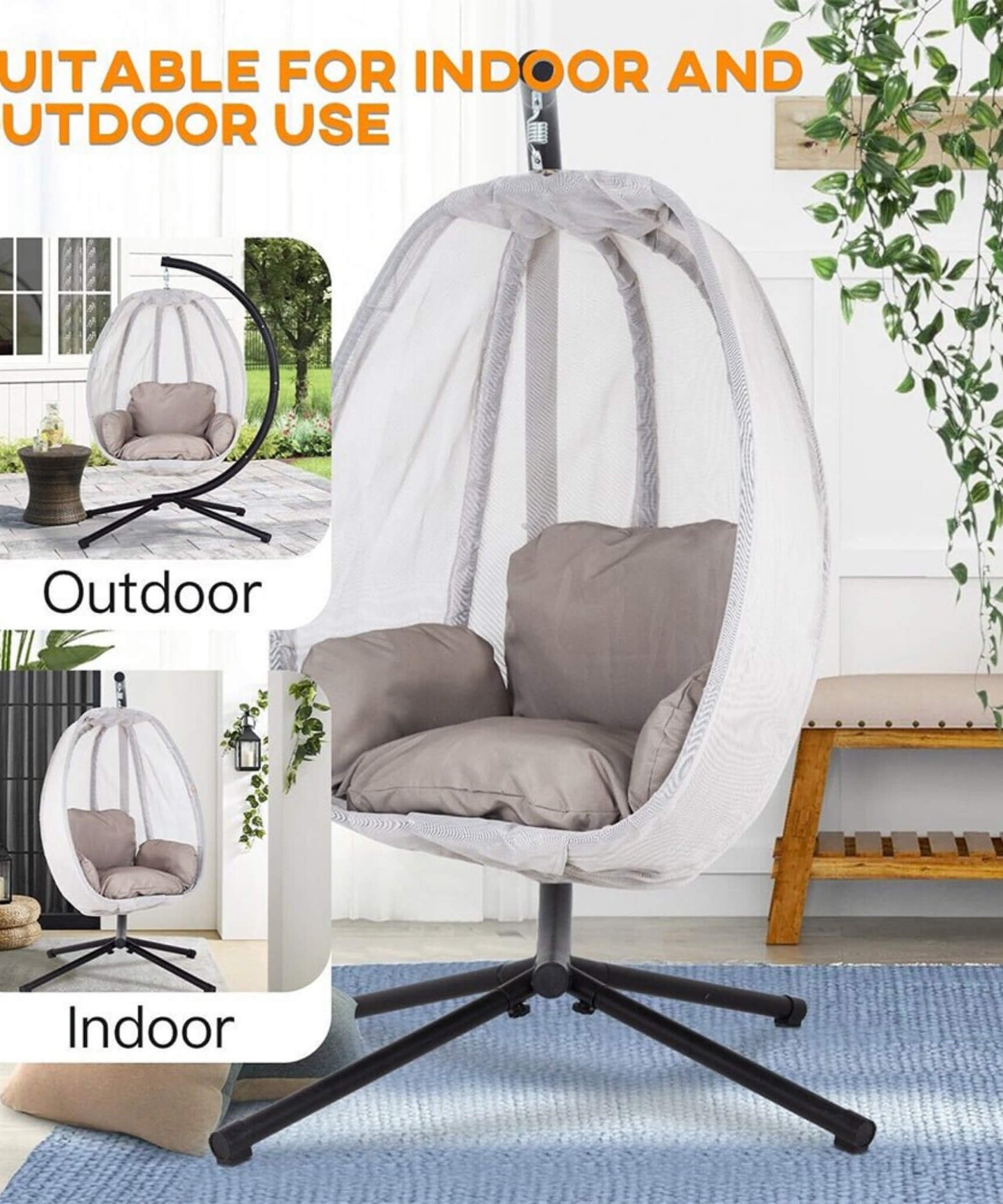 Alora Premium 70-Inch Outdoor Hammock Egg Swing Chair With Stand (SAK42317)