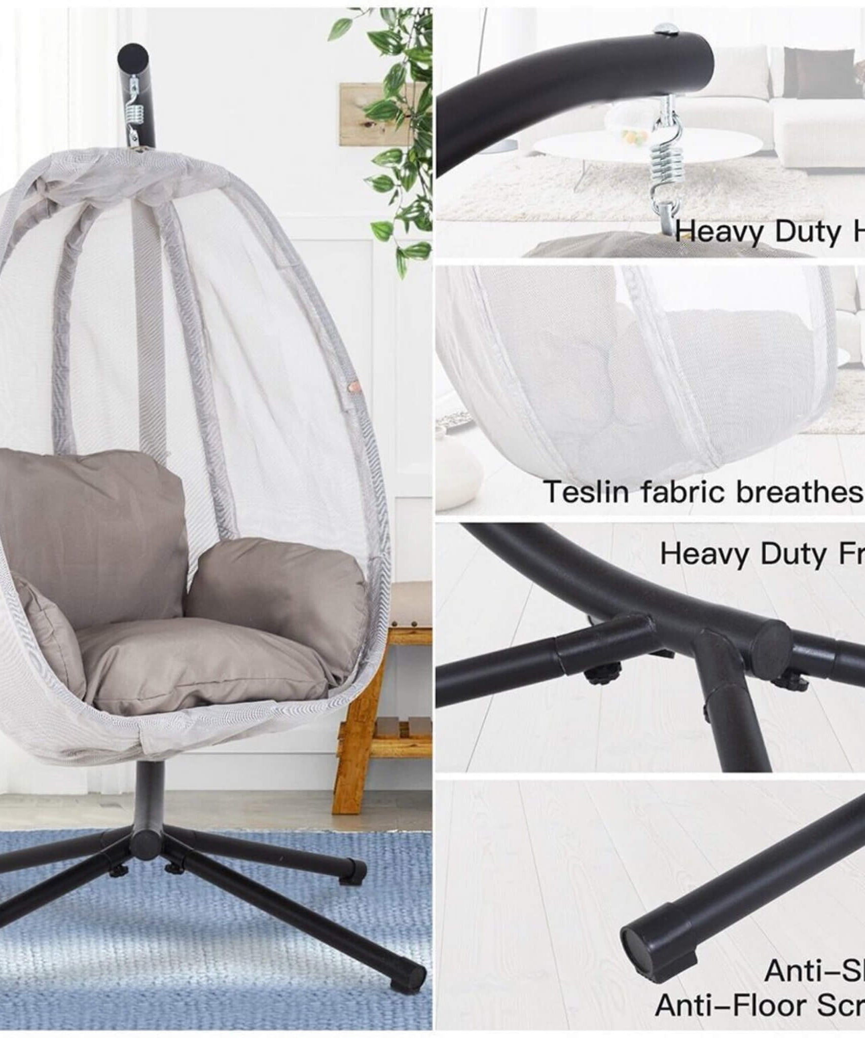 Alora Premium 70-Inch Outdoor Hammock Egg Swing Chair With Stand (SAK42317)