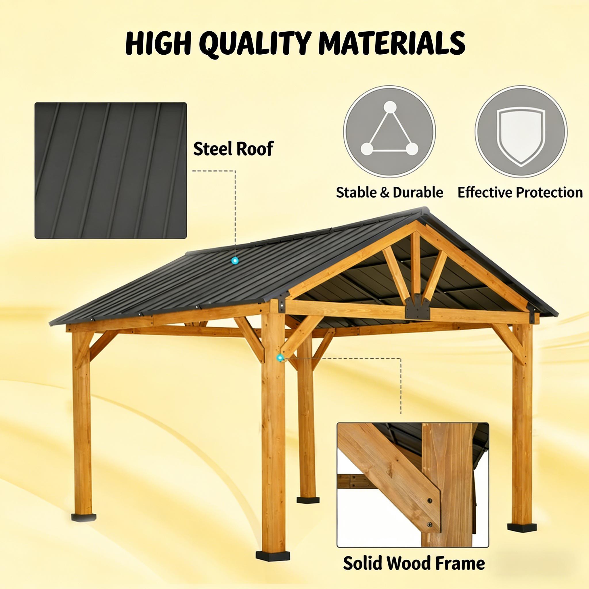 [09X11FT] Alora Premium Outdoor Hardtop Patio Backyard Gazebo (SAK86341)