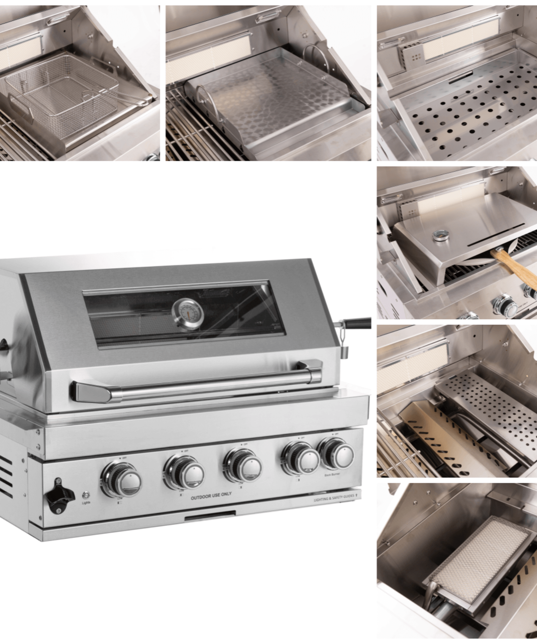 Premium Outdoor Kitchen With 32-Inch 60K BTU Built-In Stainless Steel LPG Gas Grill, Door And Drawer Combo And Stainless Steel Ice Box (SAK98661)