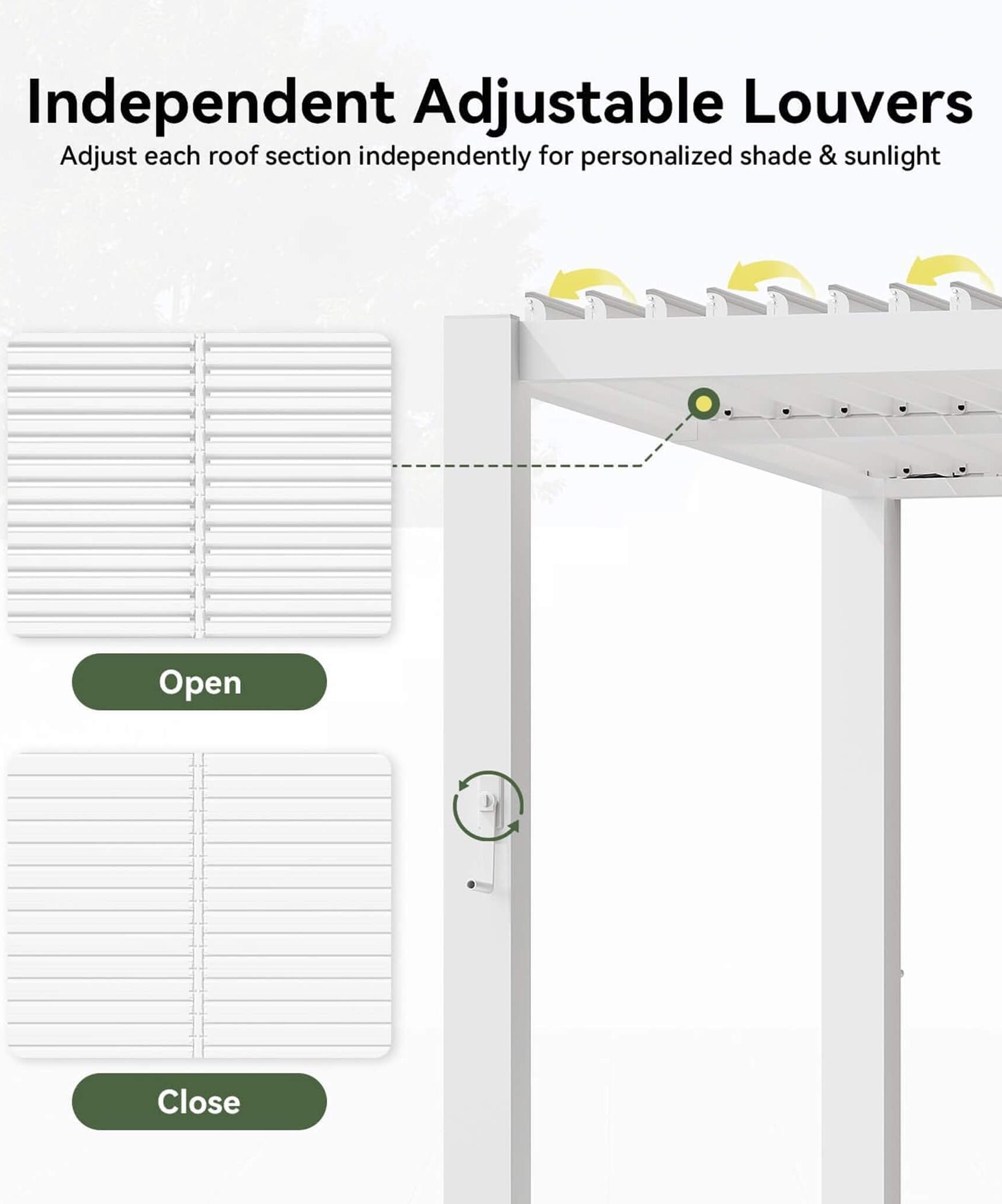 Alora Premium White Outdoor Metal Louvered Pergola With Drainage System (SAK87265)