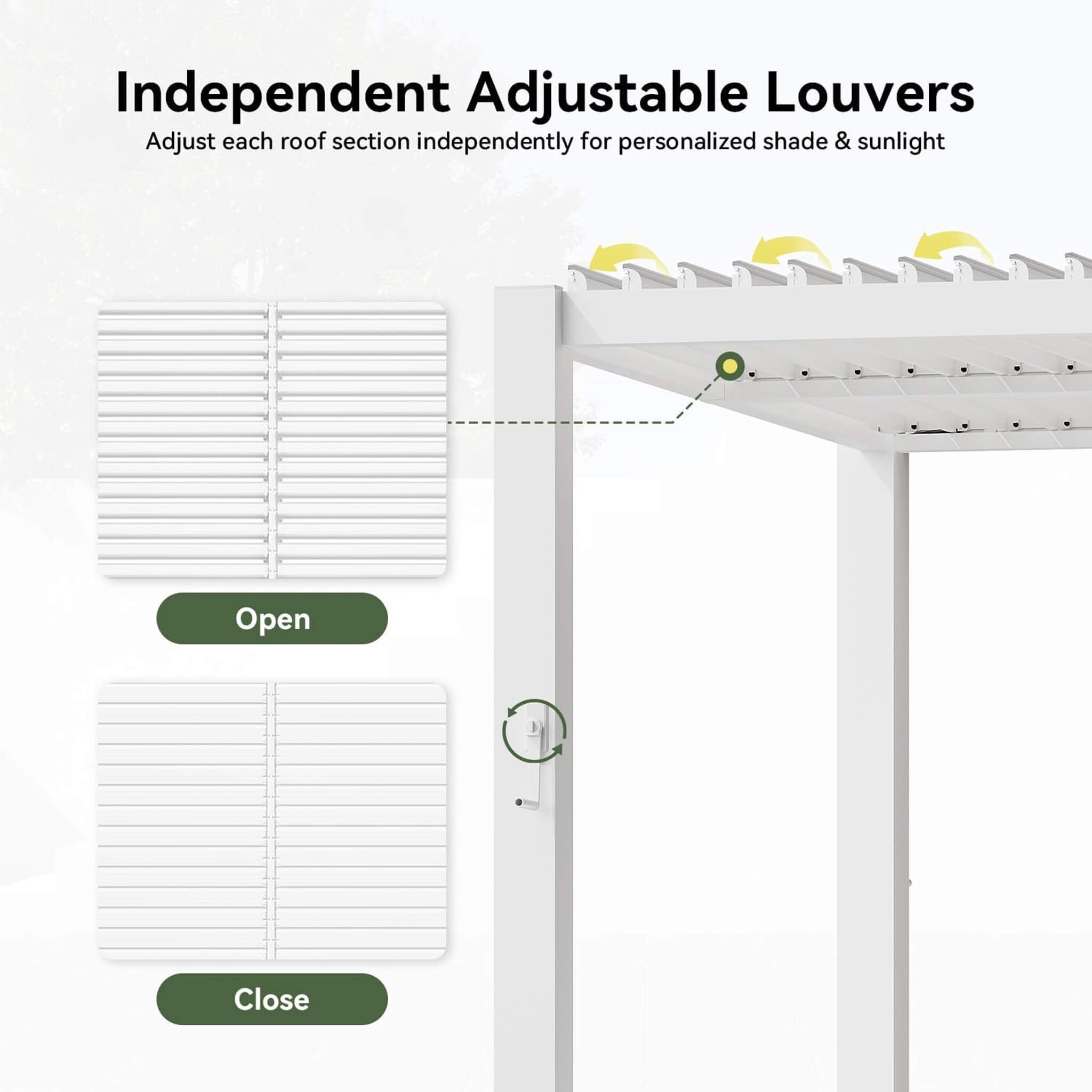 Alora Premium White Outdoor Metal Louvered Pergola With Drainage System (SAK87265)