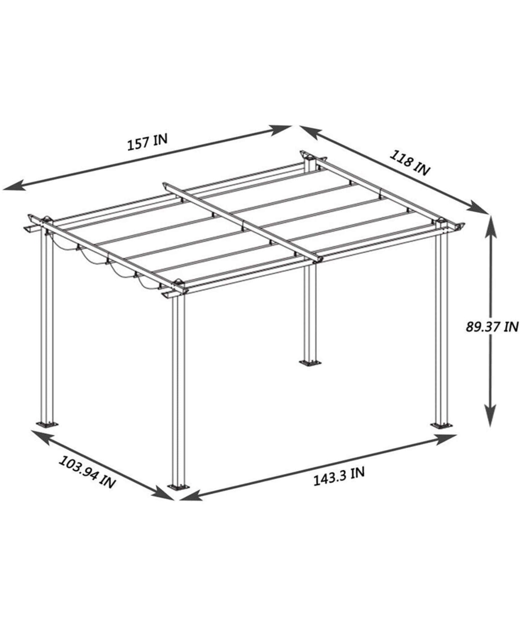 [10X13FT] Alora Premium Outdoor Patio Retractable Pergola With Canopy (SAK01864)