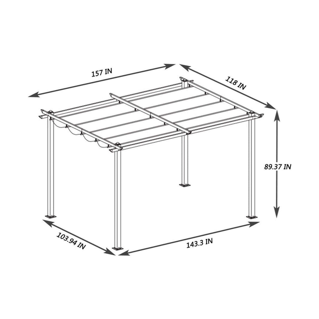 [10X13FT] Alora Premium Outdoor Patio Retractable Pergola With Canopy (SAK01864)