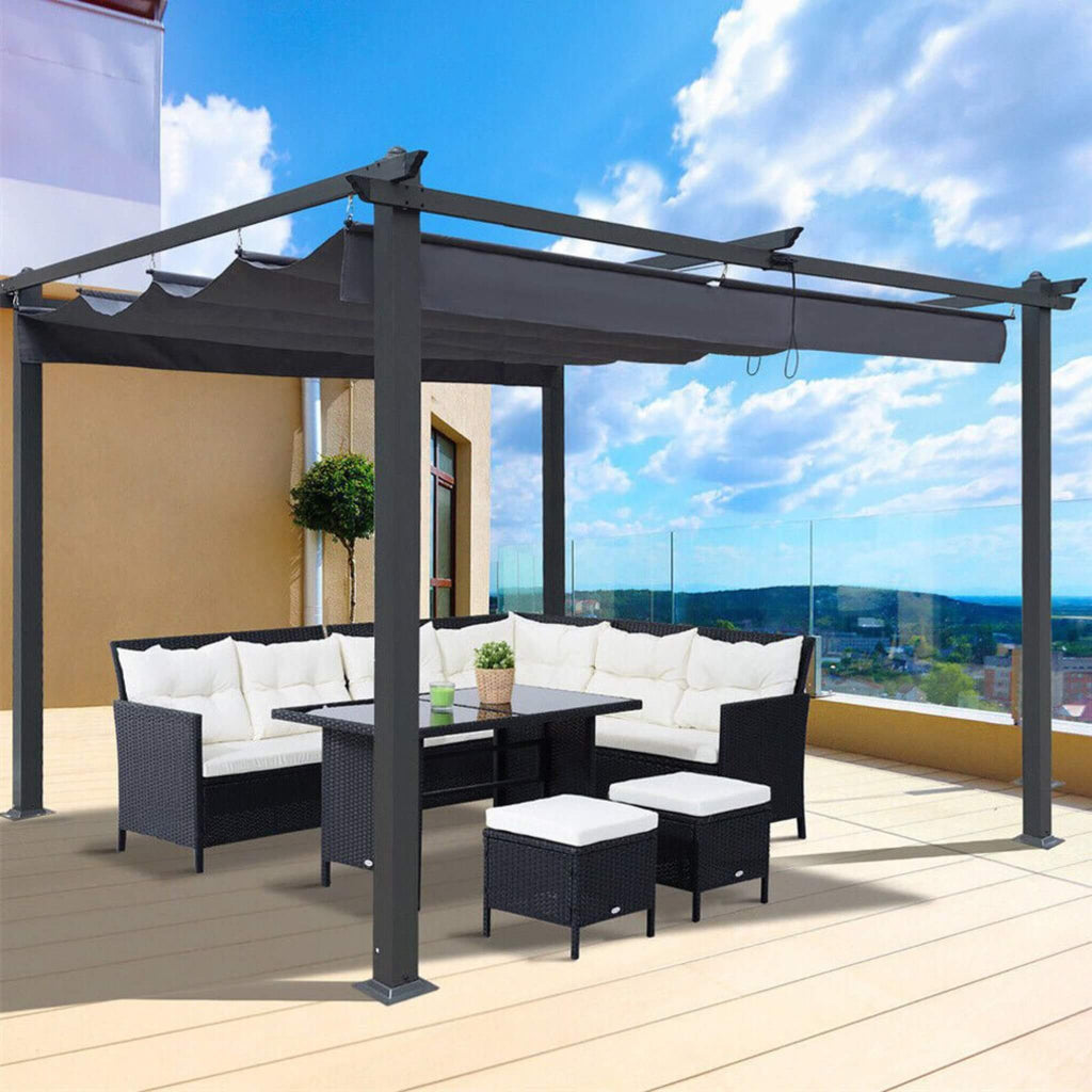 [10X13FT] Alora Premium Outdoor Patio Retractable Pergola With Canopy (SAK01864)