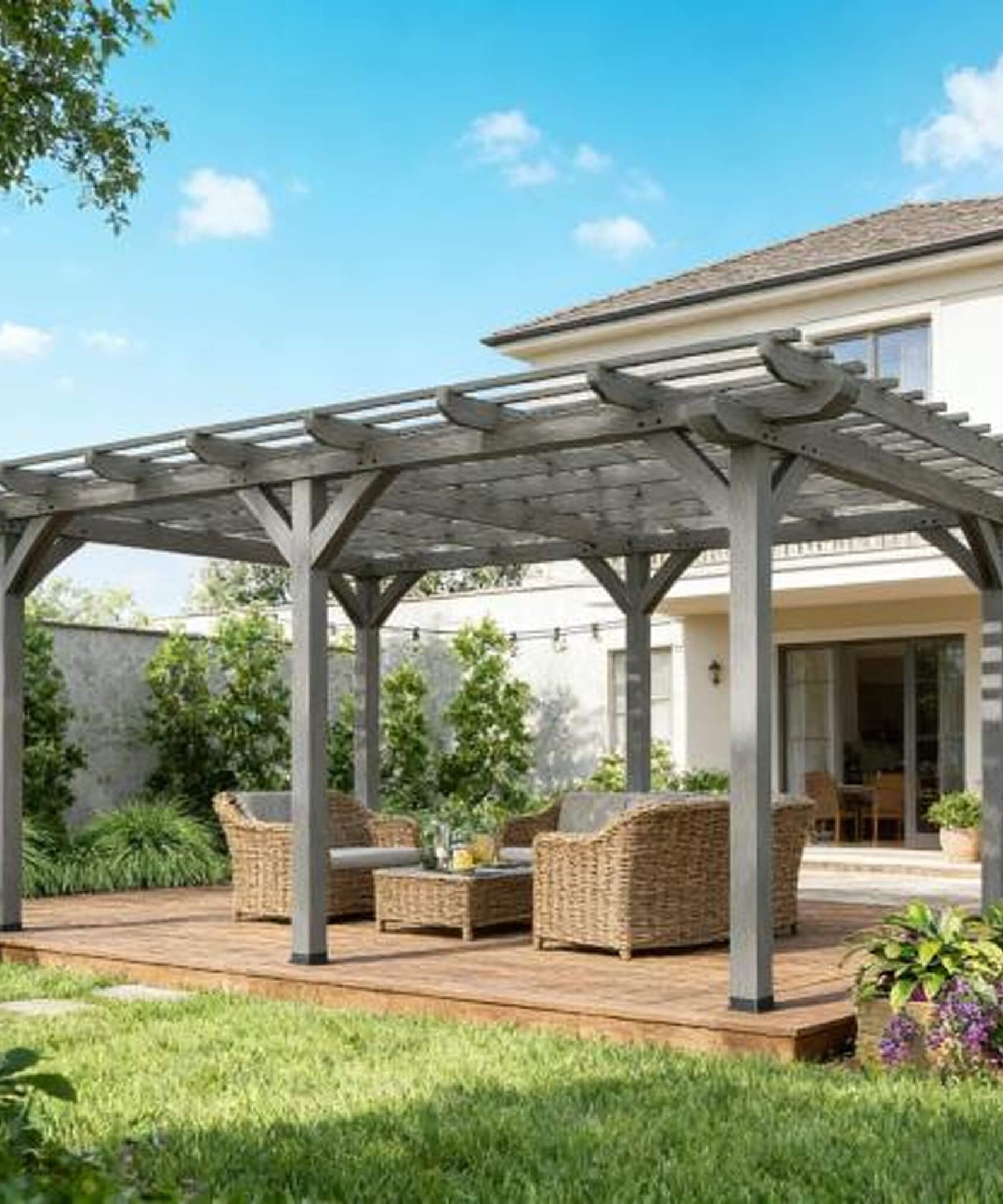[09X12FT] Alora Premium Outdoor Wooden Grape Trellis Pergola (SAK18579)