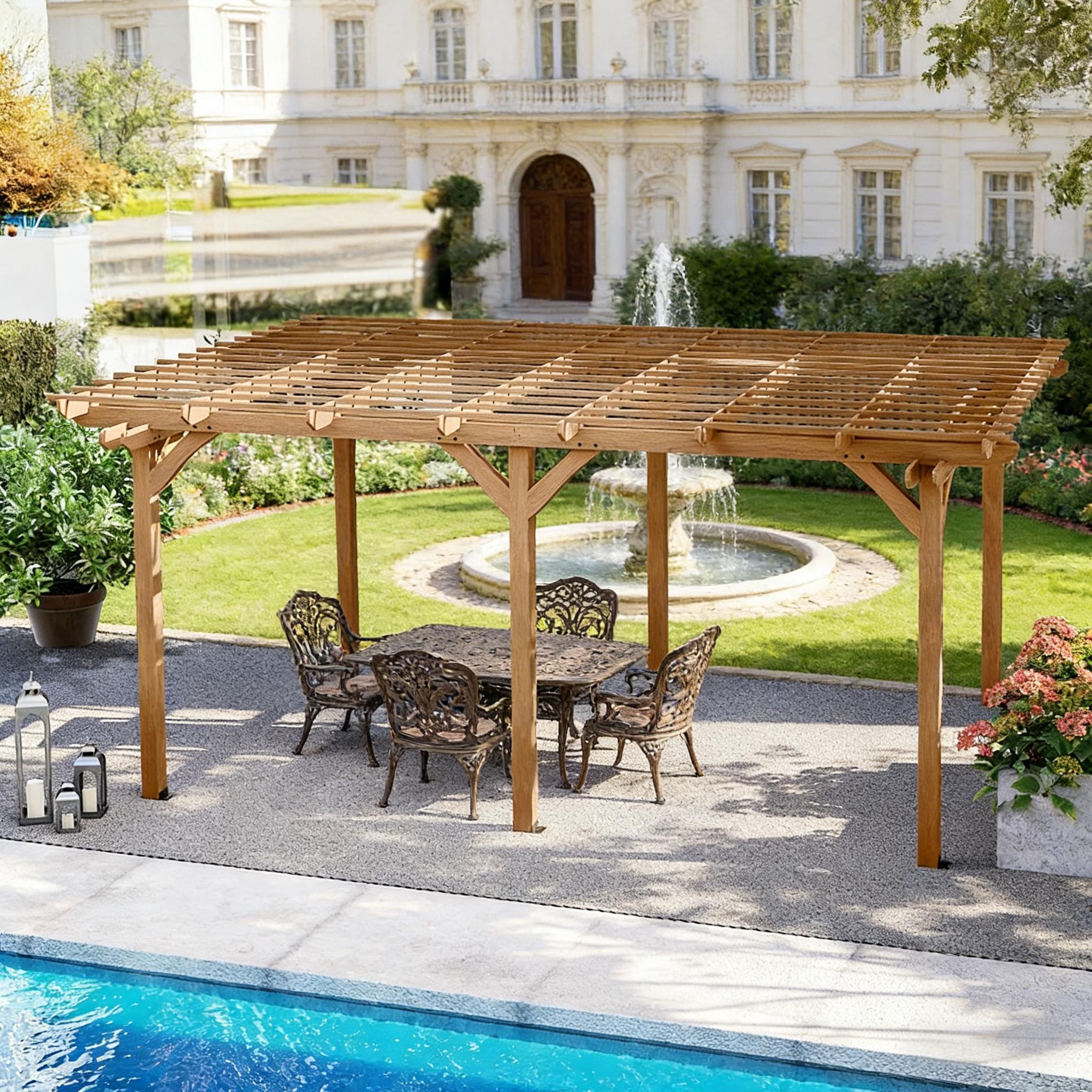 [09X12FT] Alora Premium Outdoor Wooden Grape Trellis Pergola (SAK18579)