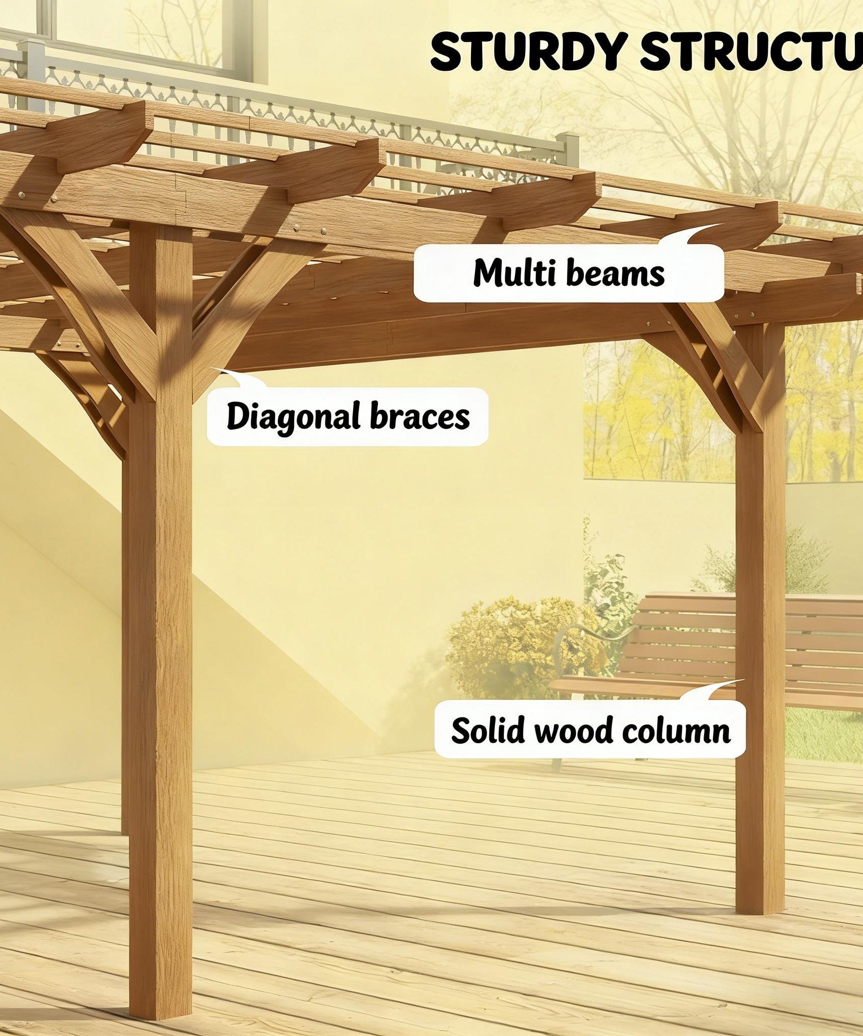 [09X12FT] Alora Premium Outdoor Wooden Grape Trellis Pergola (SAK18579)