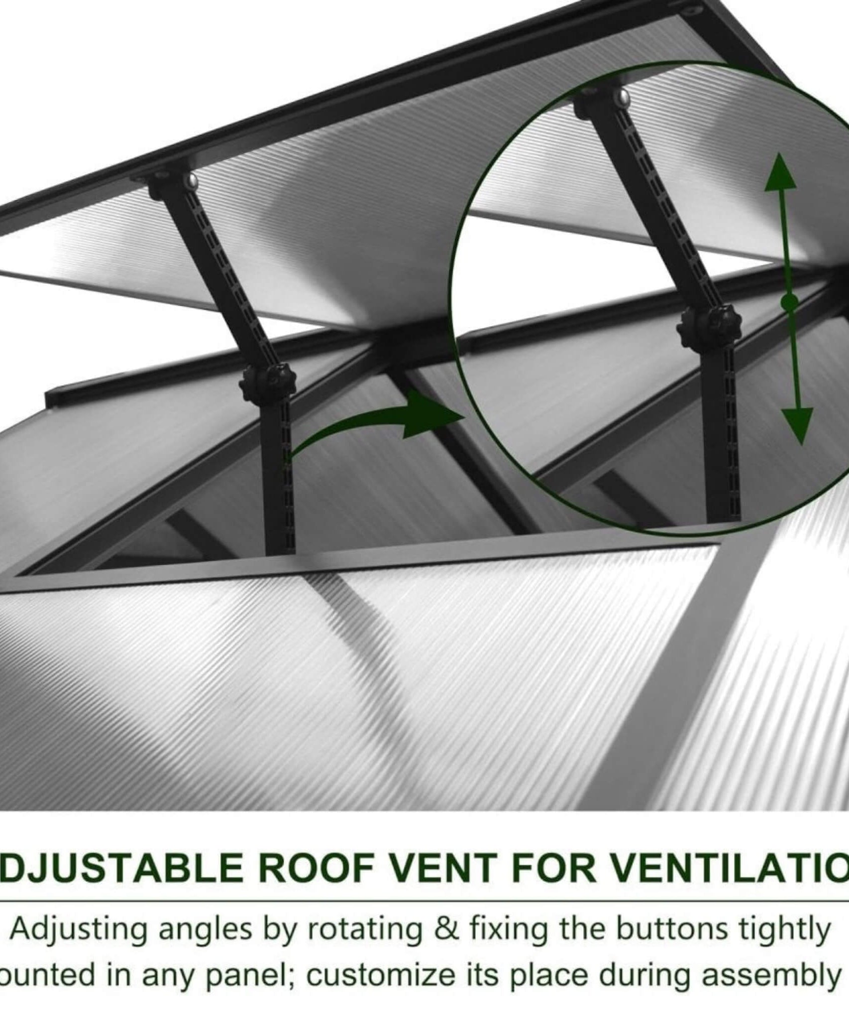[06X12FT] Premium Polycarbonate Gray Walk-In Greenhouse Kit With Adjustable Vent And Lockable Door (SAK35264)