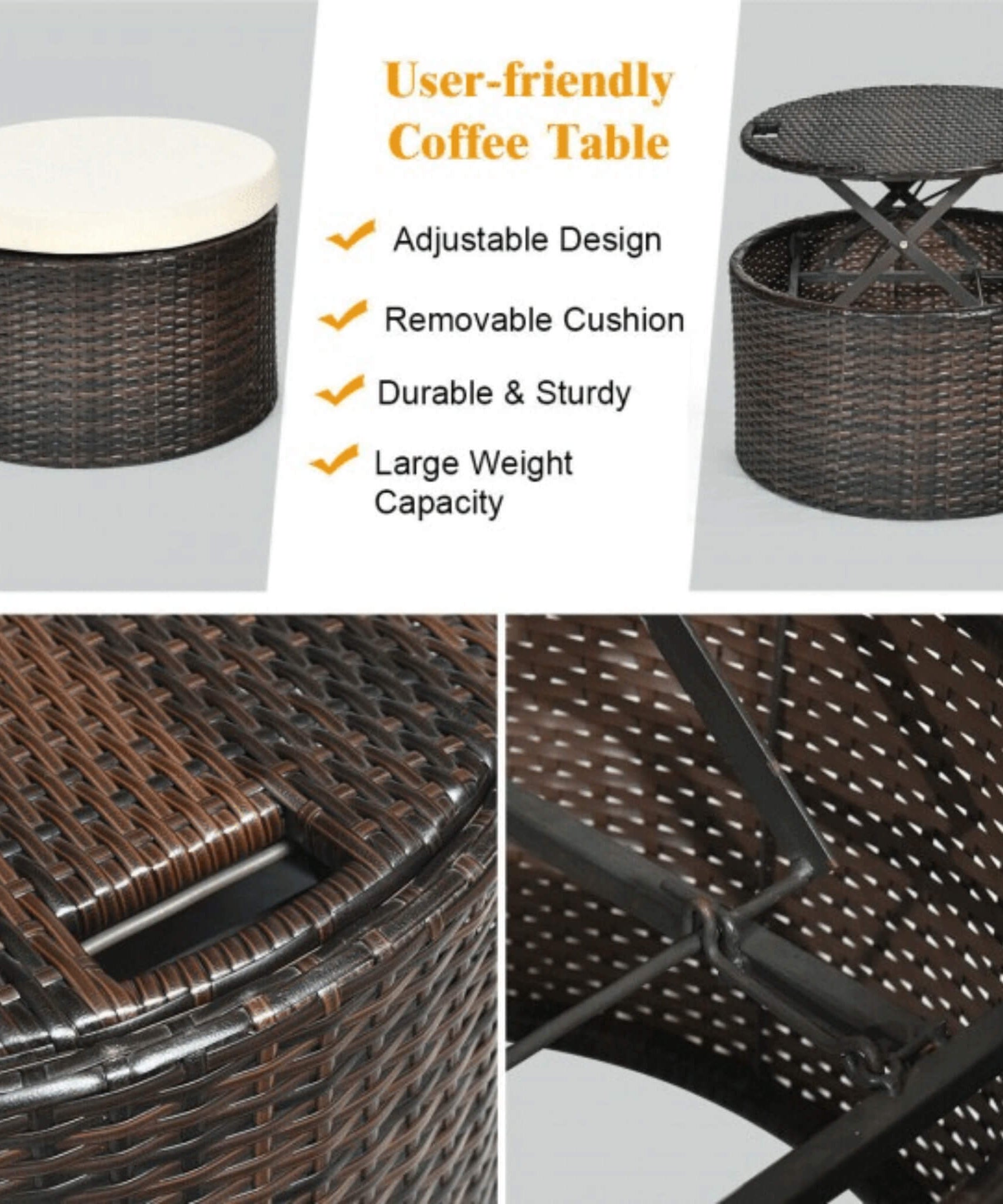 Alora Premium 76-Inch Round Outdoor Patio Rattan Daybed W/ Canopy & Table (SAK96418)