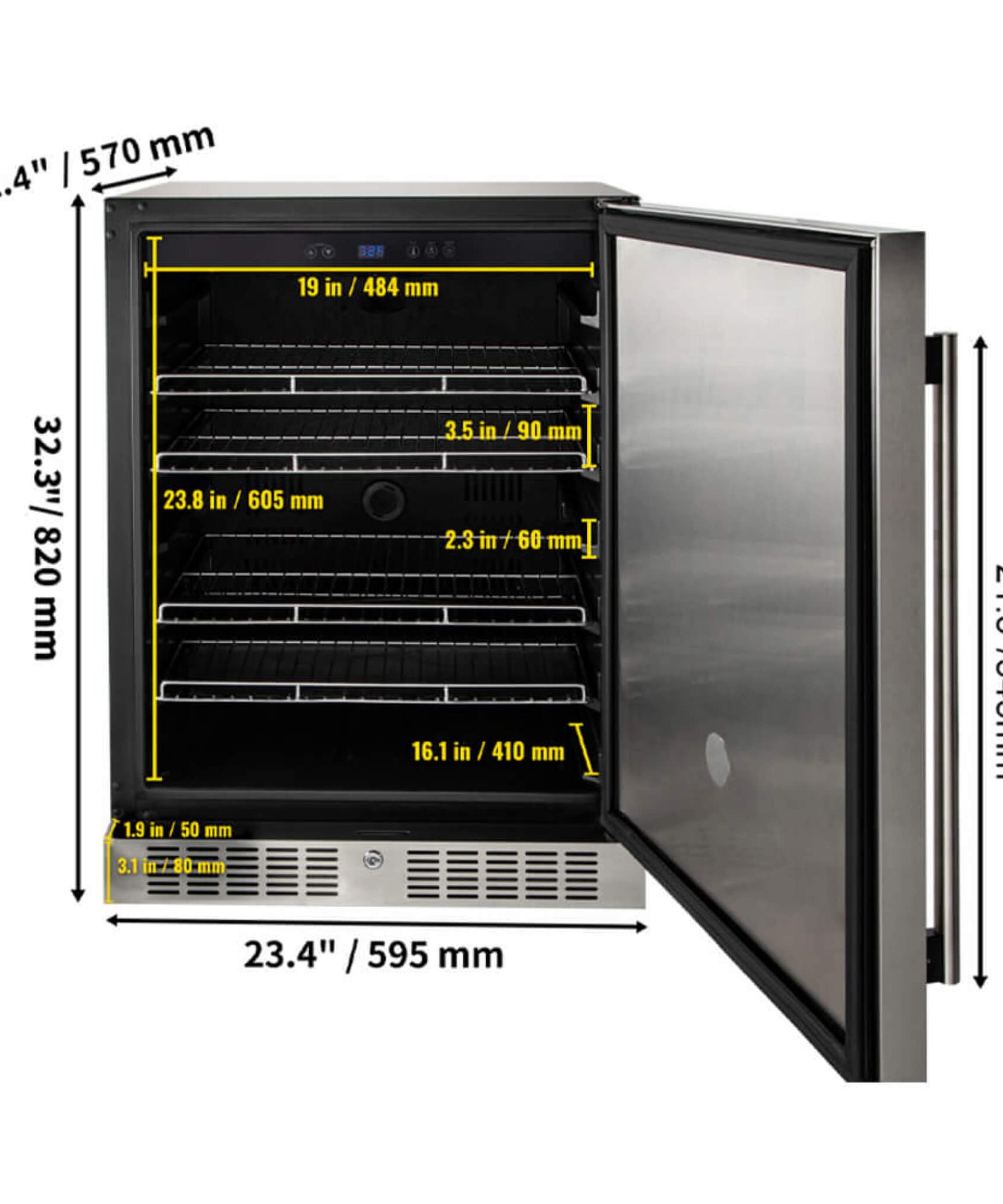 Premium 5.3 Cu.Ft Single Door Stainless Steel Built-In Wine Beverage Undercounter Refrigerator (SAK95276)