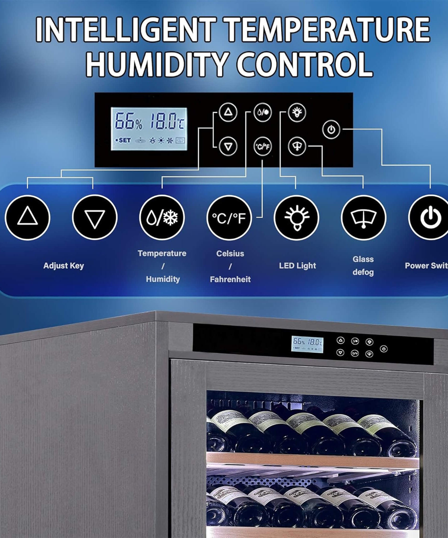 Nuvia 102-Bottle Smart Temperature-Controlled Multi-Tier Wine Cabinet For Home And Bar (SAK46361)