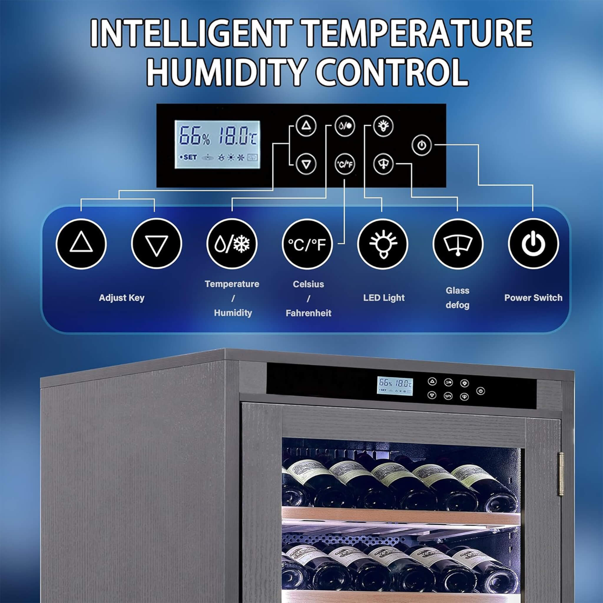 Nuvia 102-Bottle Smart Temperature-Controlled Multi-Tier Wine Cabinet For Home And Bar (SAK46361)