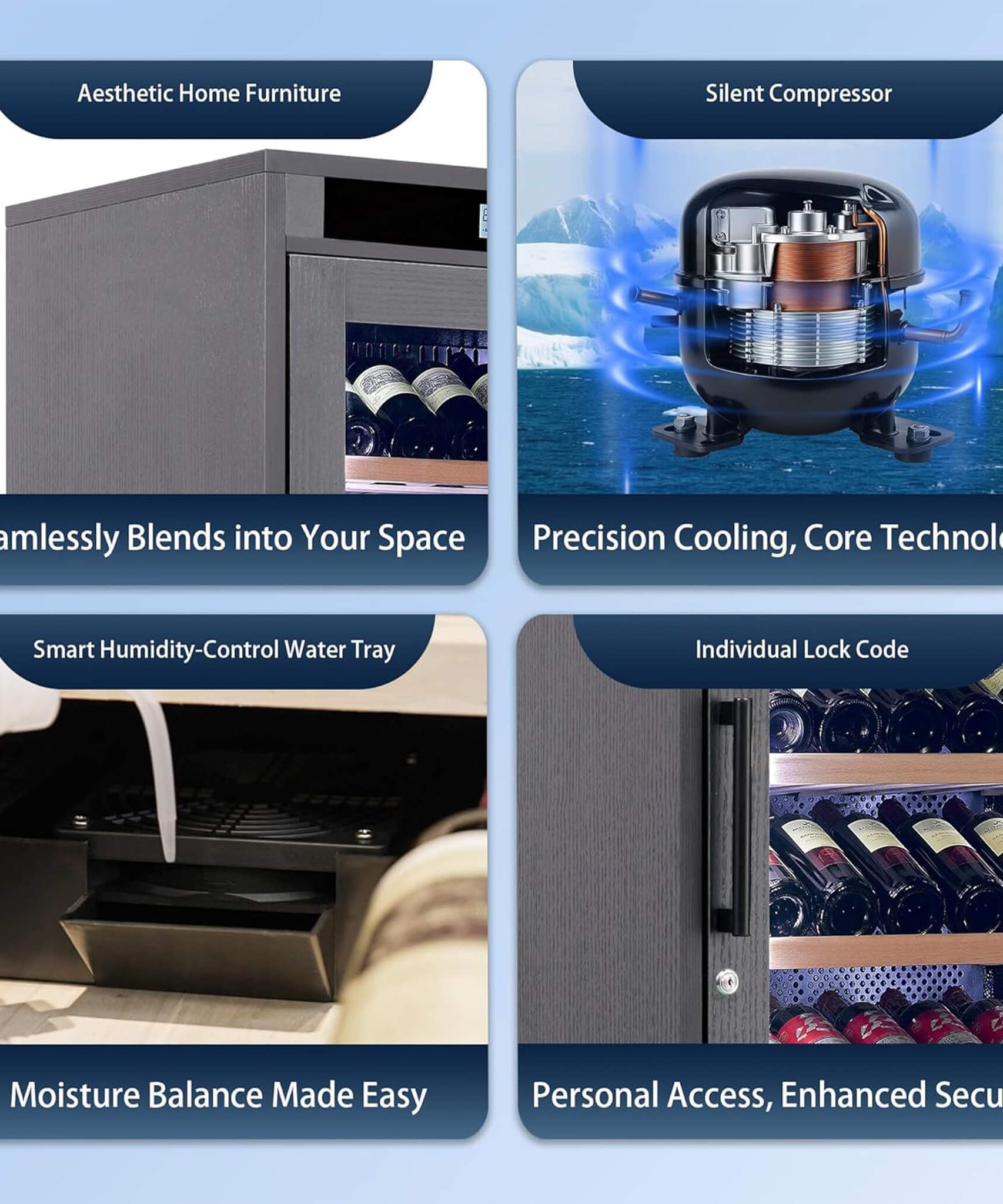 Nuvia 102-Bottle Smart Temperature-Controlled Multi-Tier Wine Cabinet For Home And Bar (SAK46361)
