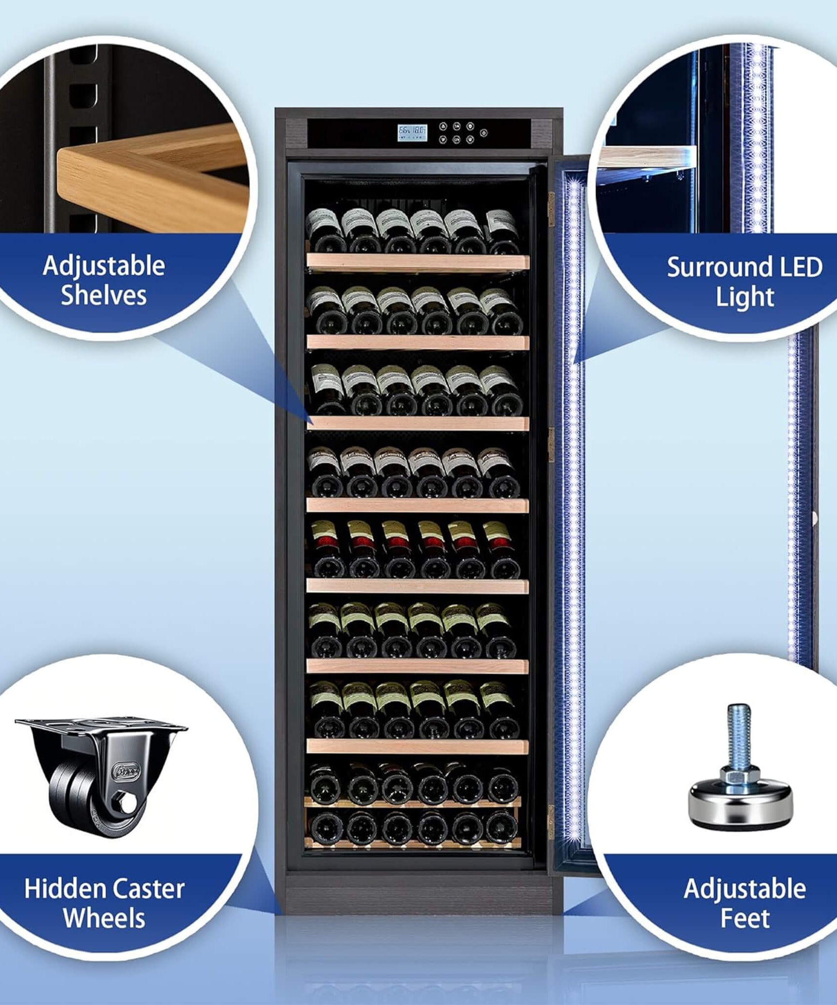 Nuvia 102-Bottle Smart Temperature-Controlled Multi-Tier Wine Cabinet For Home And Bar (SAK46361)