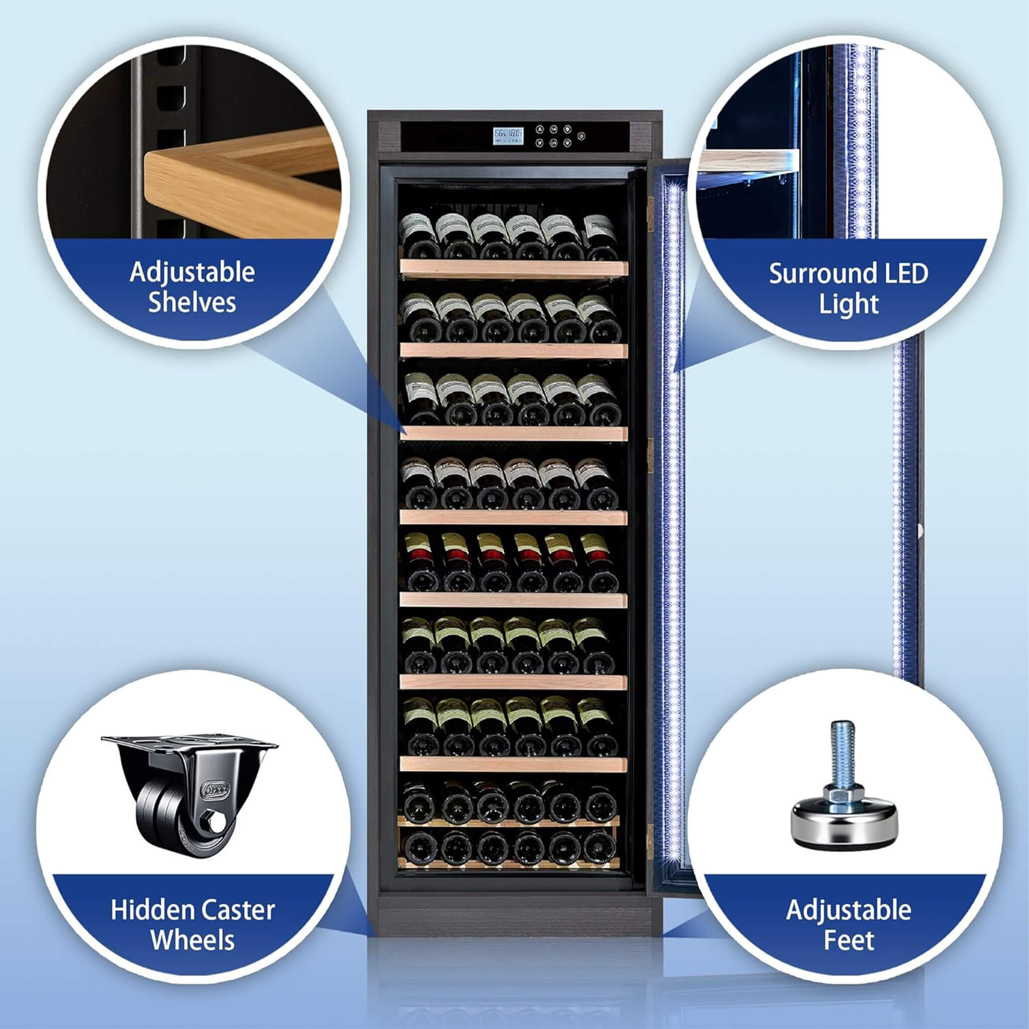 Nuvia 102-Bottle Smart Temperature-Controlled Multi-Tier Wine Cabinet For Home And Bar (SAK46361)