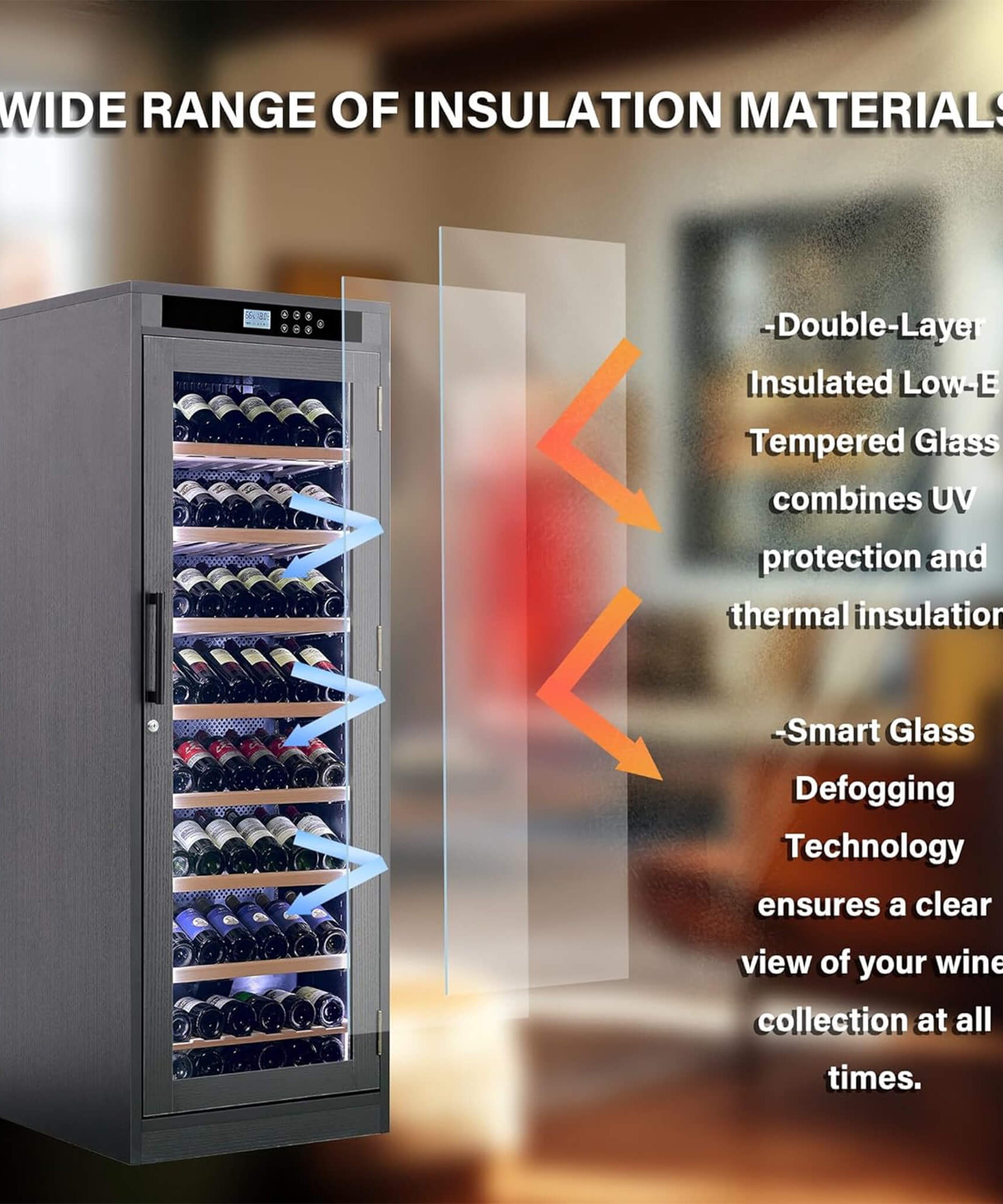 Nuvia 102-Bottle Smart Temperature-Controlled Multi-Tier Wine Cabinet For Home And Bar (SAK46361)
