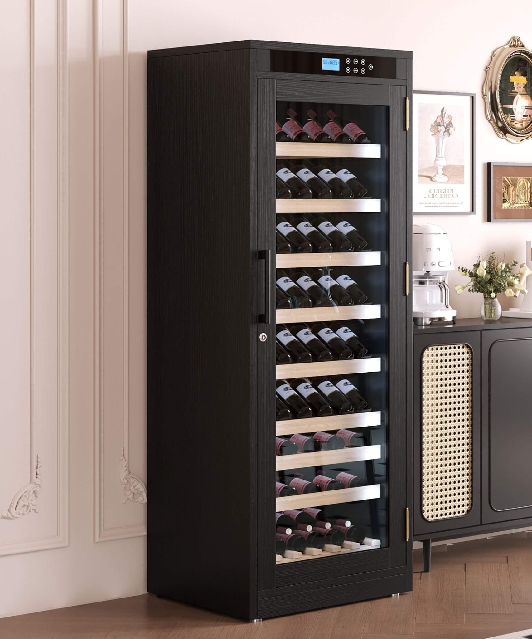 Nuvia 102-Bottle Smart Temperature-Controlled Multi-Tier Wine Cabinet For Home And Bar (SAK46361)