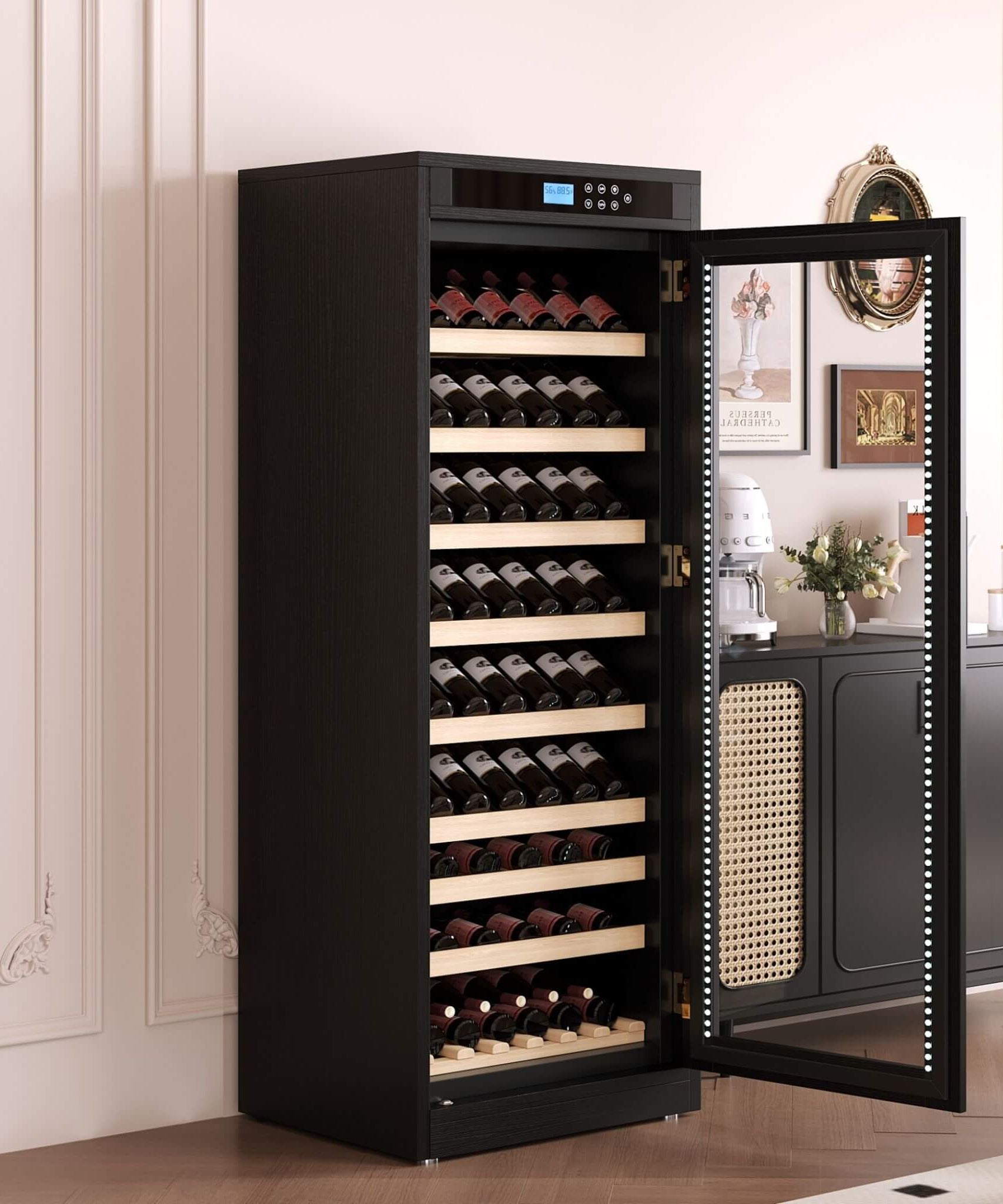 Nuvia 102-Bottle Smart Temperature-Controlled Multi-Tier Wine Cabinet For Home And Bar (SAK46361)