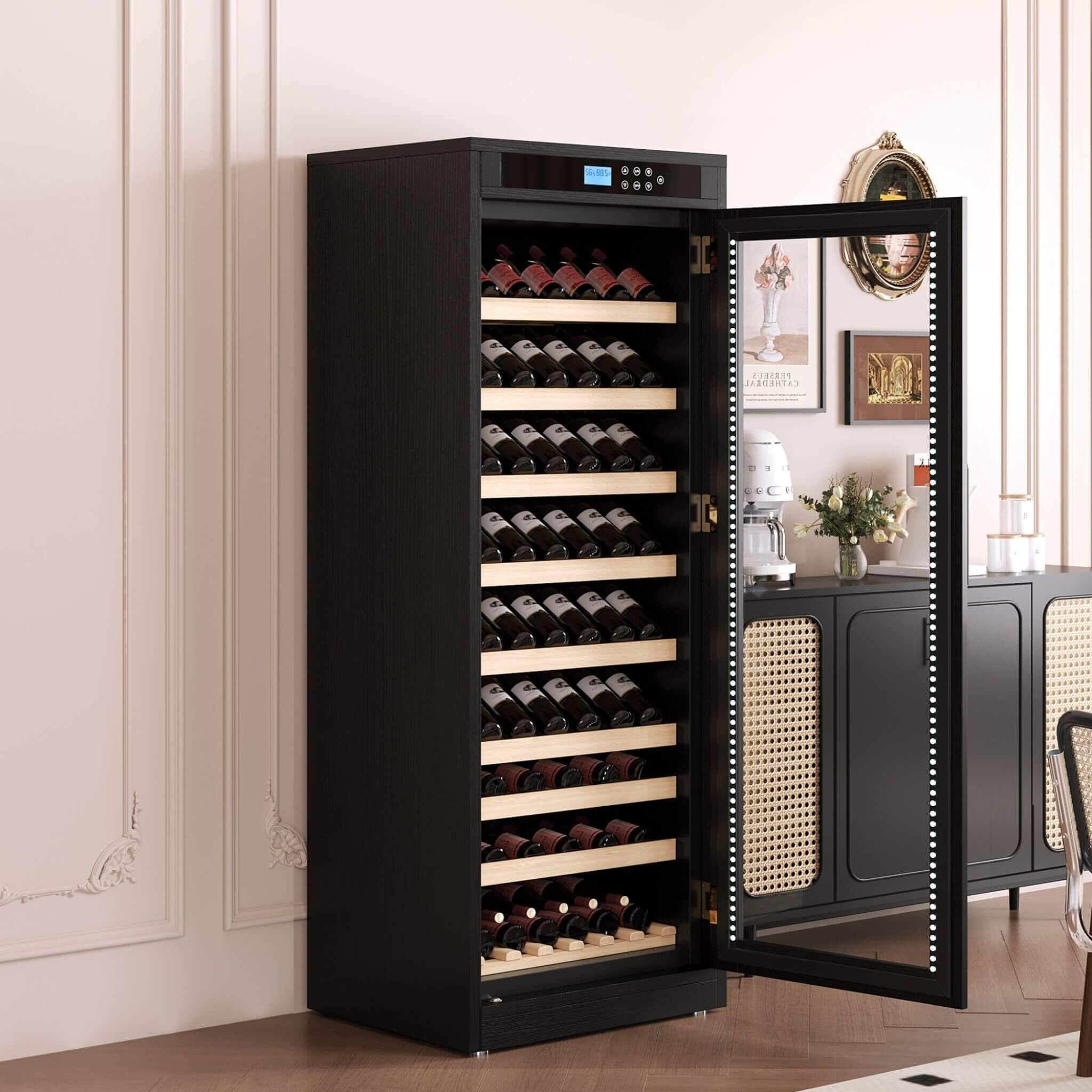Nuvia 102-Bottle Smart Temperature-Controlled Multi-Tier Wine Cabinet For Home And Bar (SAK46361)