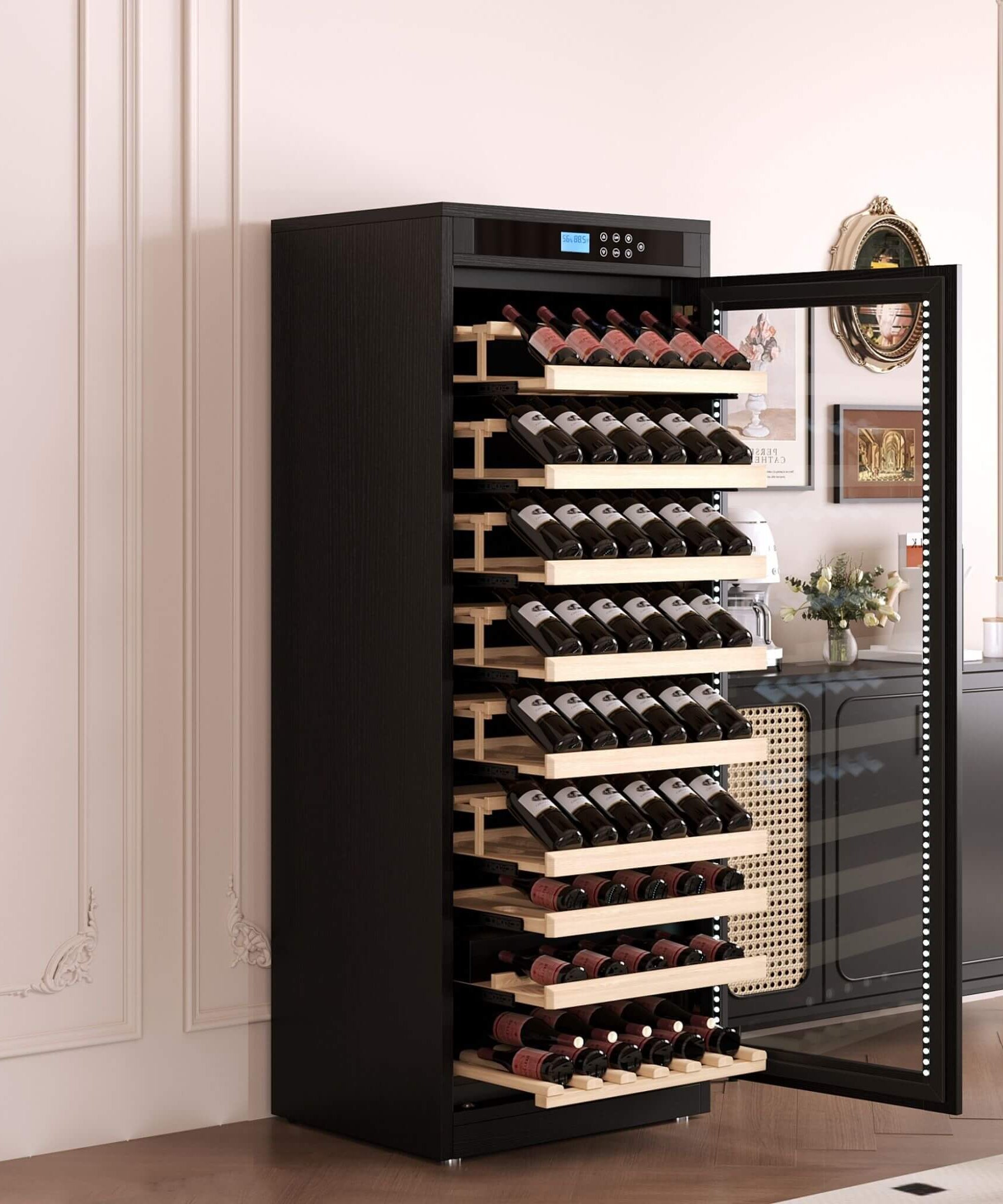 Nuvia 102-Bottle Smart Temperature-Controlled Multi-Tier Wine Cabinet For Home And Bar (SAK46361)