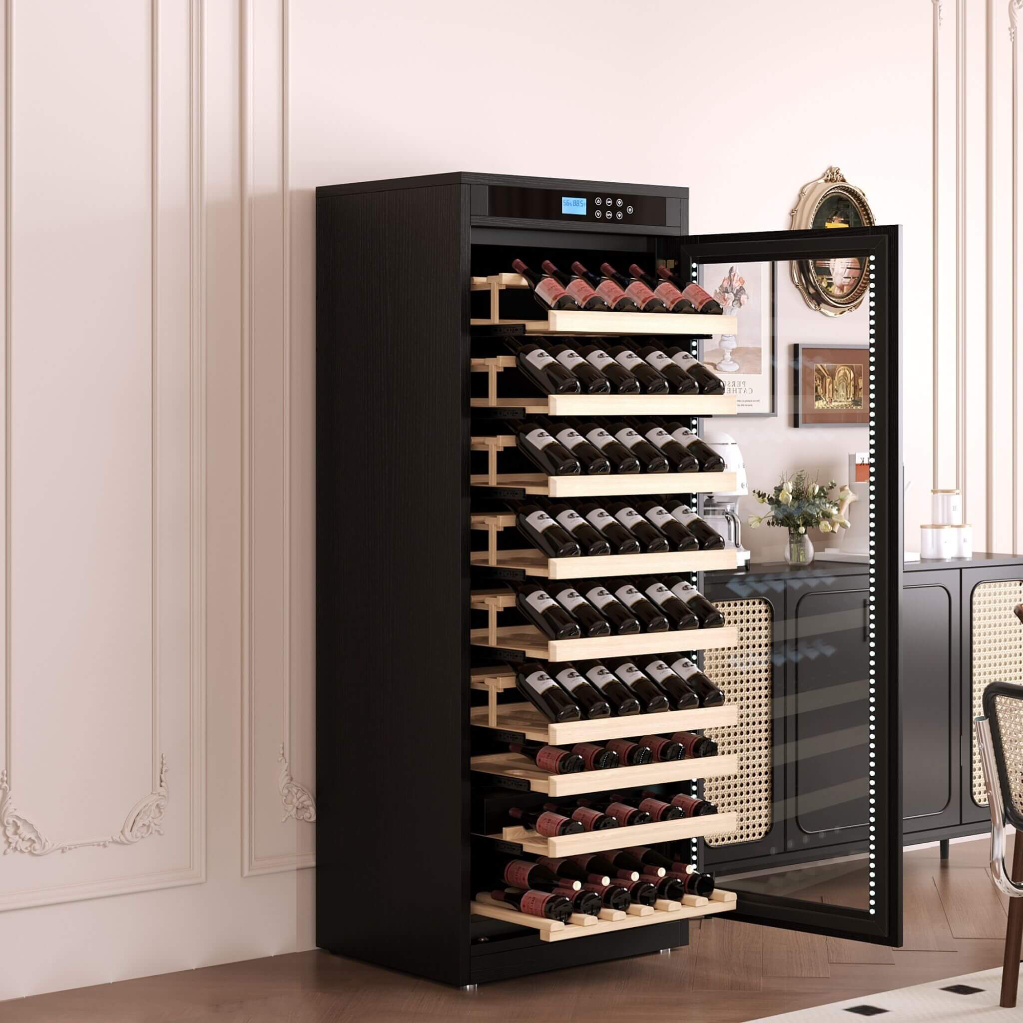Nuvia 102-Bottle Smart Temperature-Controlled Multi-Tier Wine Cabinet For Home And Bar (SAK46361)