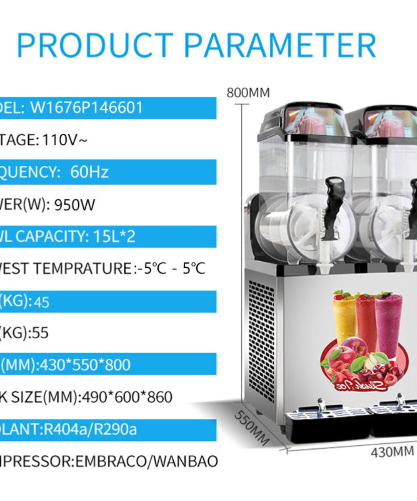 Premium Stainless Steel Margarita Frozen Drink Double Tank Slushy Maker Machine, 30L (SAK48253)