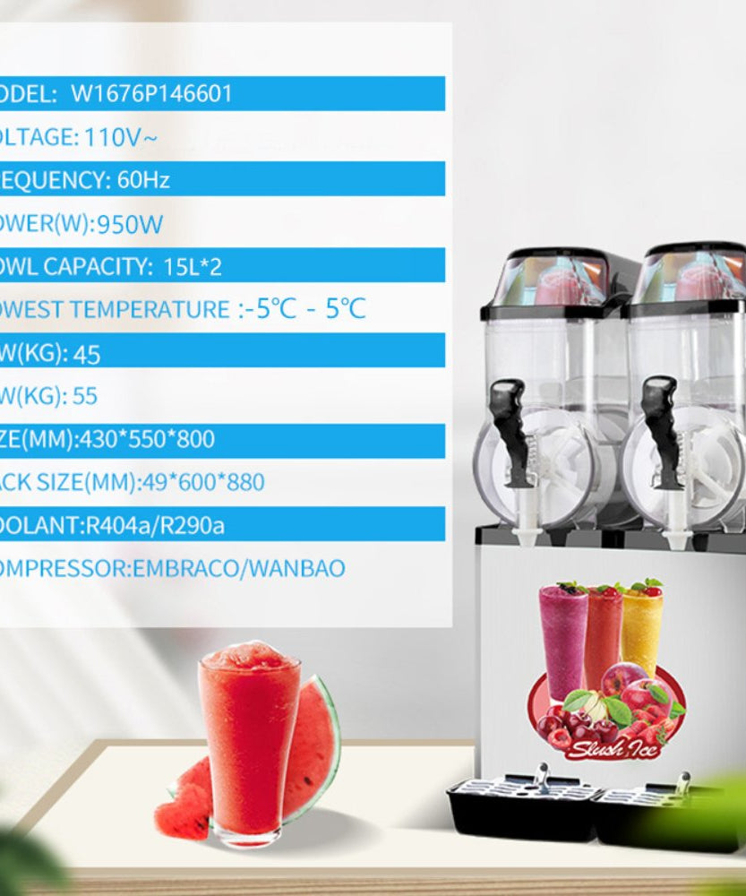 Premium Stainless Steel Margarita Frozen Drink Double Tank Slushy Maker Machine, 30L (SAK48253)