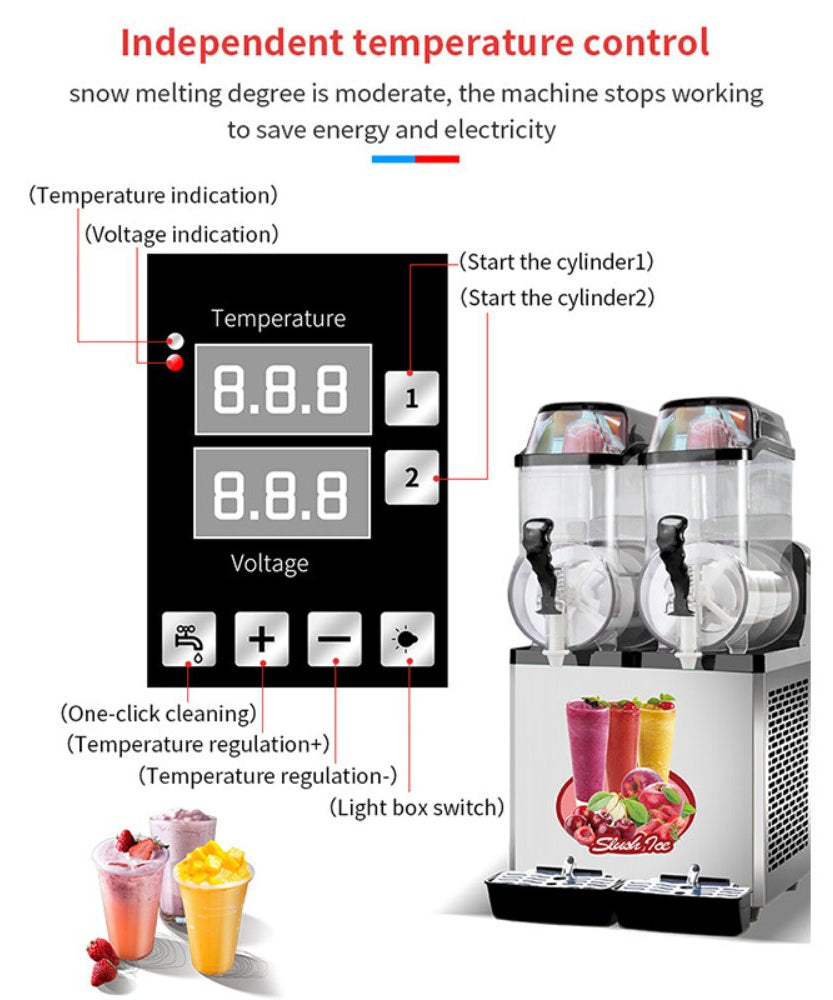 Premium Stainless Steel Margarita Frozen Drink Double Tank Slushy Maker Machine, 30L (SAK48253)
