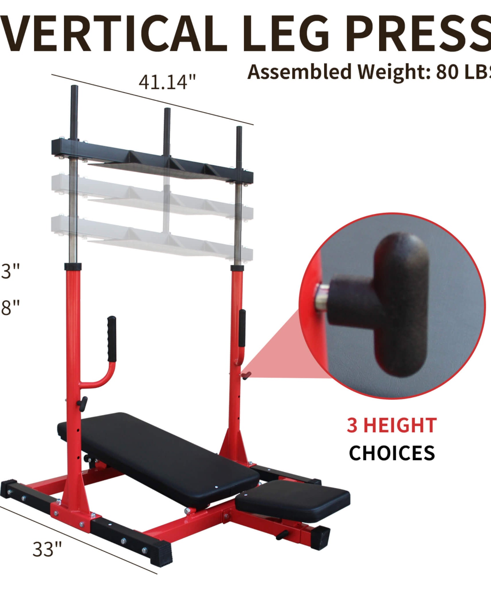 Rovix Premium Vertical Leg Press Machine With Adjustable Back And Head Rests For Home Gyms, 660LBS (SAK34819)