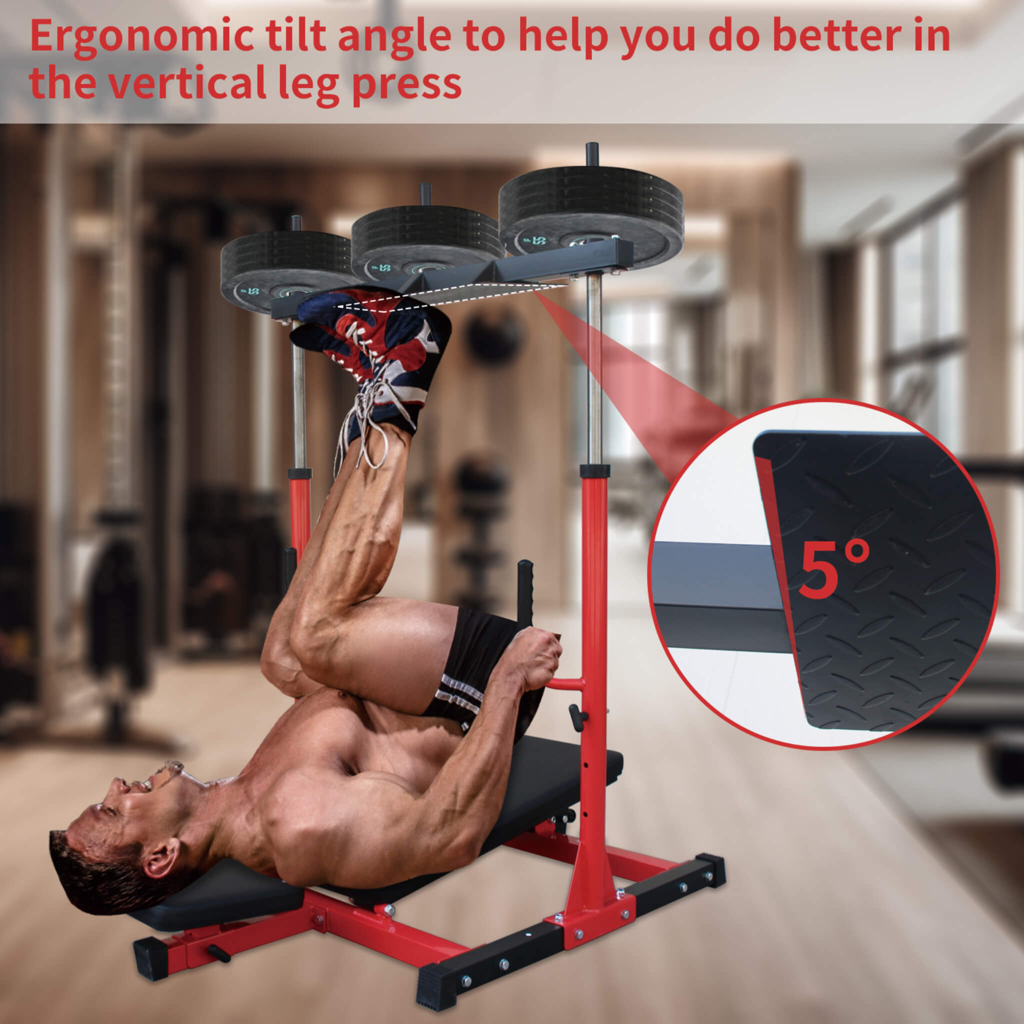 Rovix Premium Vertical Leg Press Machine With Adjustable Back And Head Rests For Home Gyms, 660LBS (SAK34819)