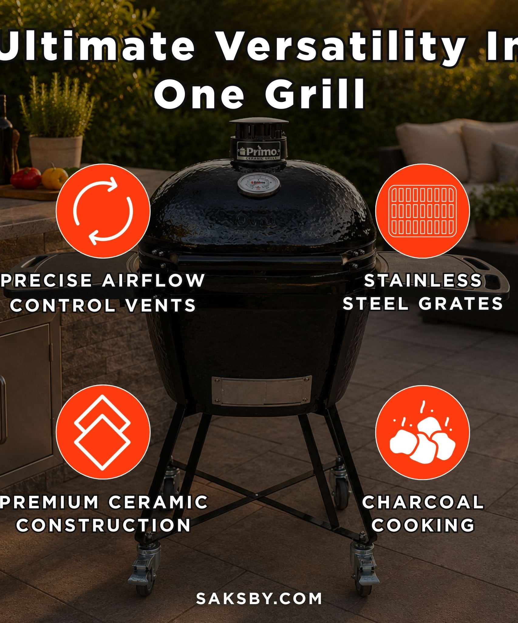 Primo Oval XL 400 All-In-One Kamado Charcoal Grill [PGCXLC] (SAK19358)