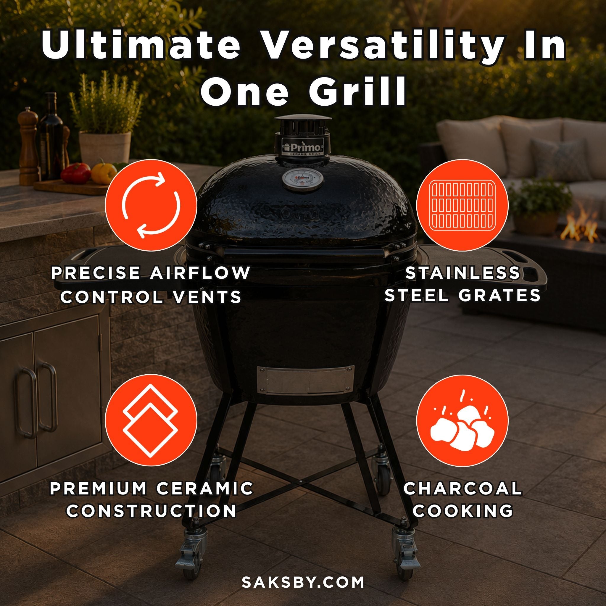 Primo Oval XL 400 All-In-One Kamado Charcoal Grill [PGCXLC] (SAK19358)