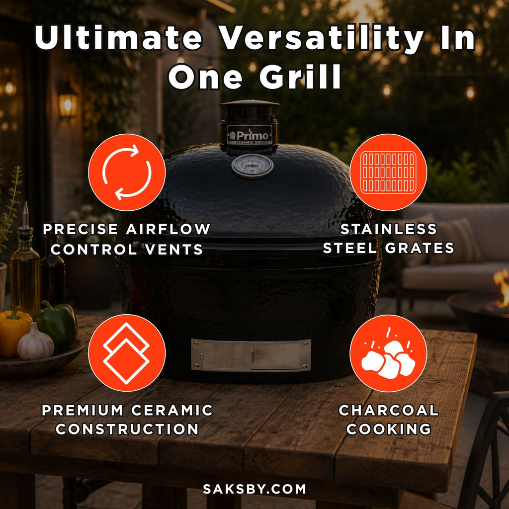 Primo Oval XXL Black Ceramic Kamado Charcoal Grill [PGCXXLH] (SAK25674)