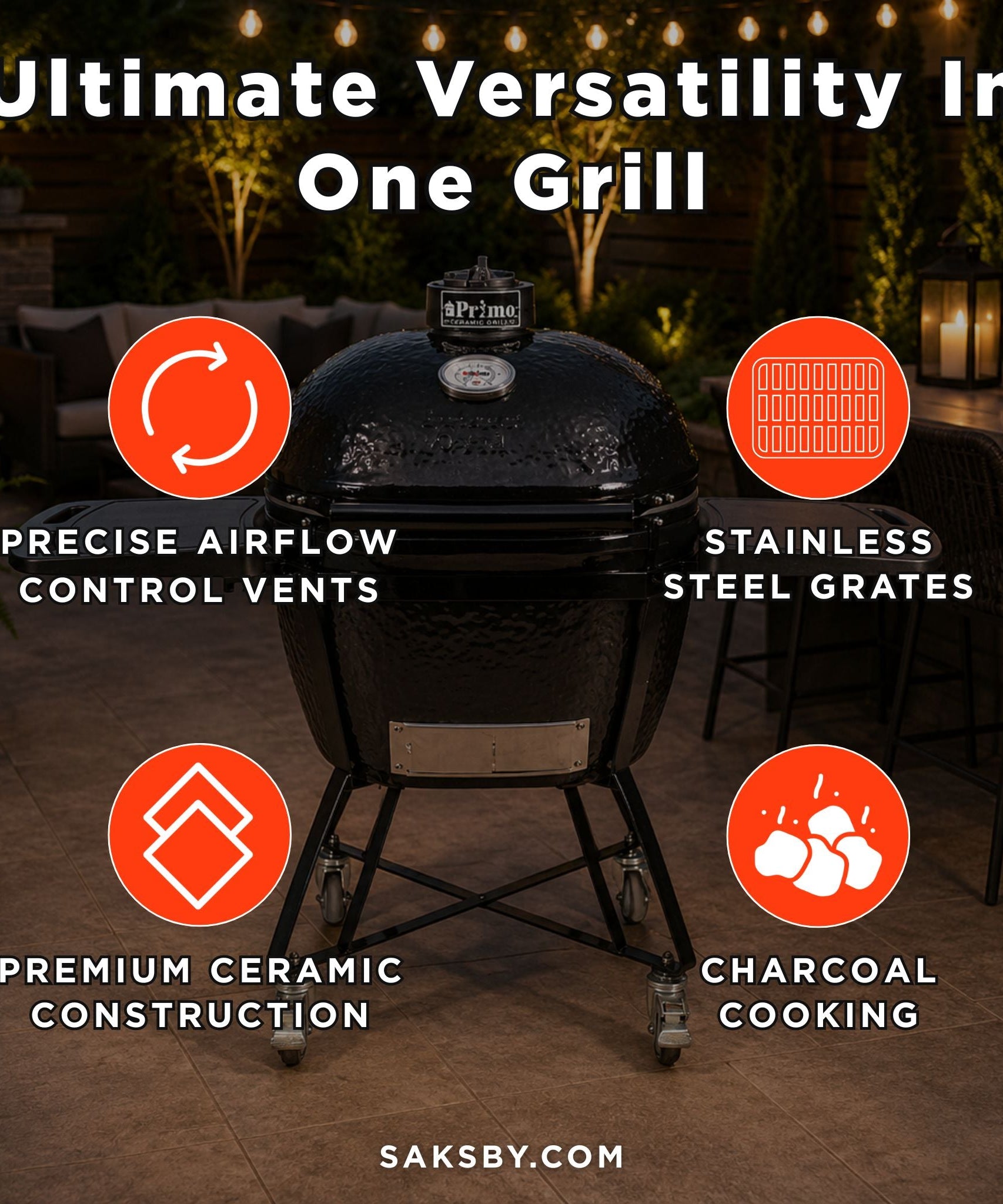 Primo Oval XXL All-In-One Ceramic Charcoal Grill [PGCXXLC] (SAK86742)