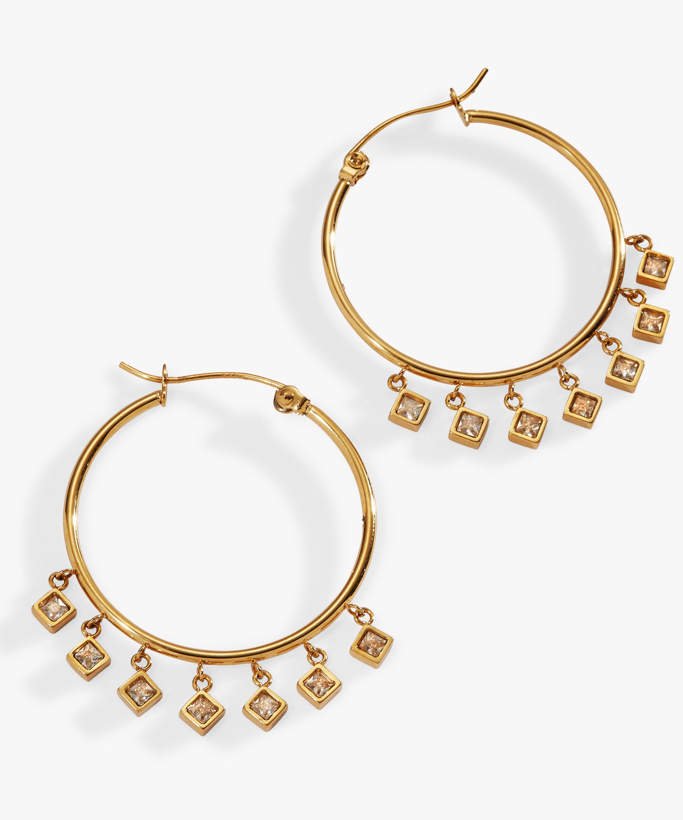Princess Cut Crystal Hoop Earrings
