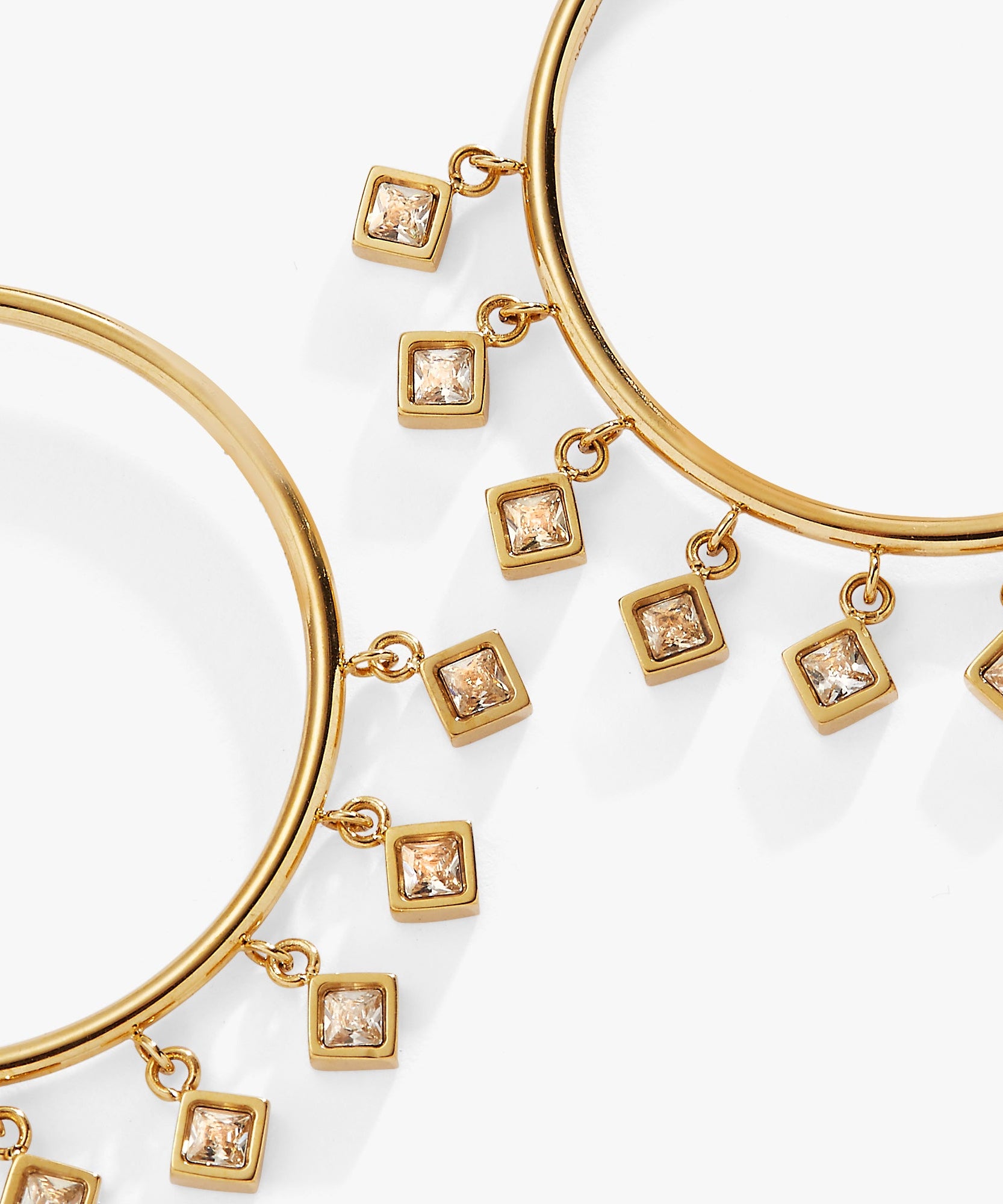 Princess Cut Crystal Hoop Earrings