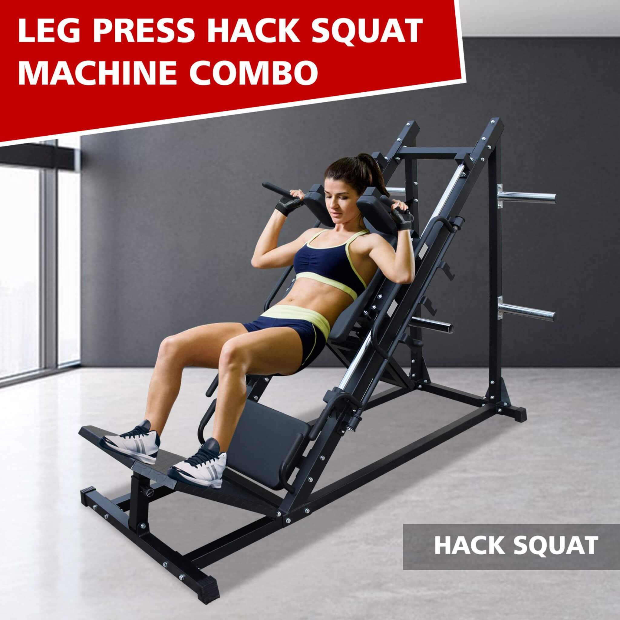 Rovix Professional Adjustable Leg Press Hack Squat Machine For Home Gyms (SAK74330)