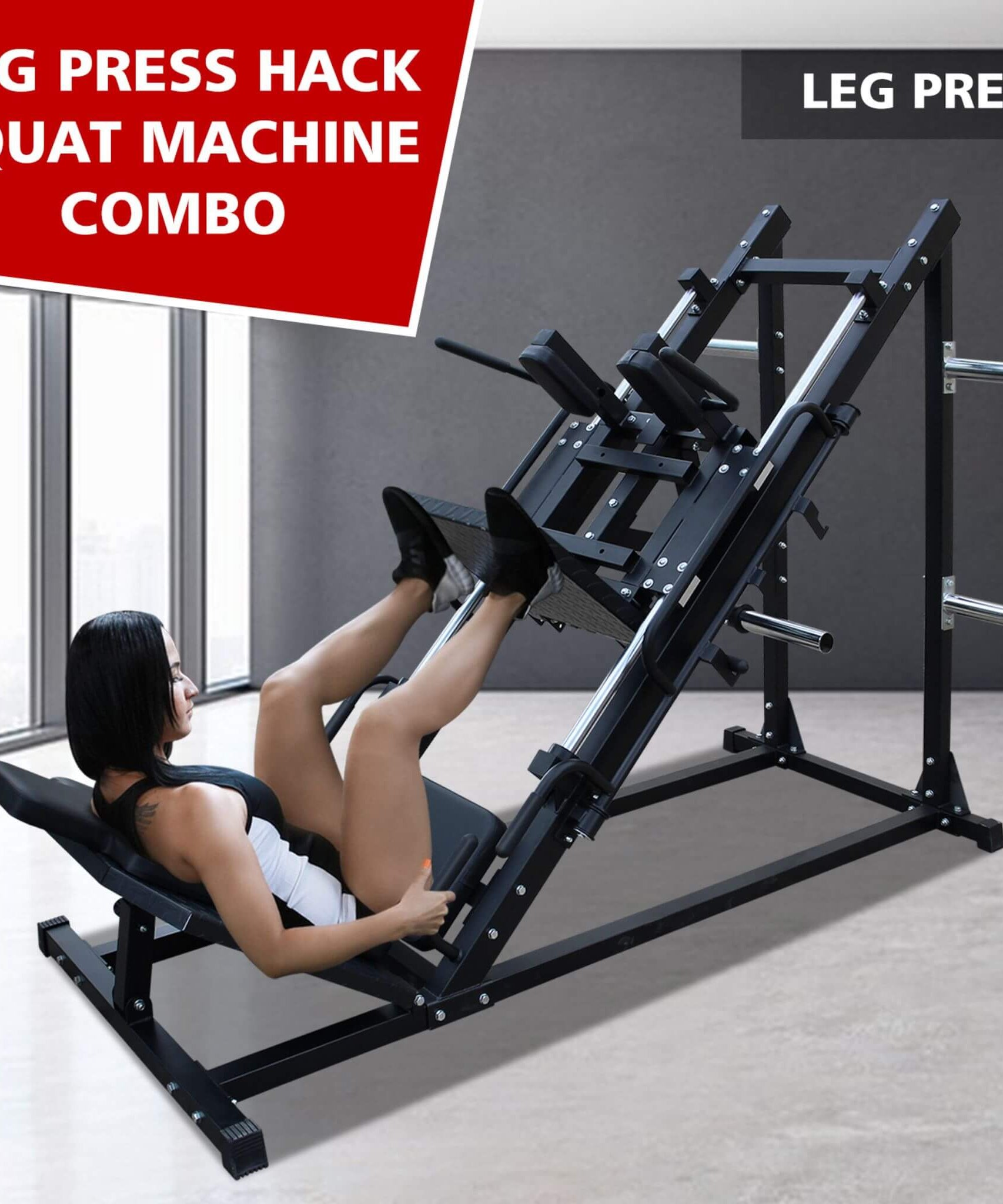 Rovix Professional Adjustable Leg Press Hack Squat Machine For Home Gyms (SAK74330)
