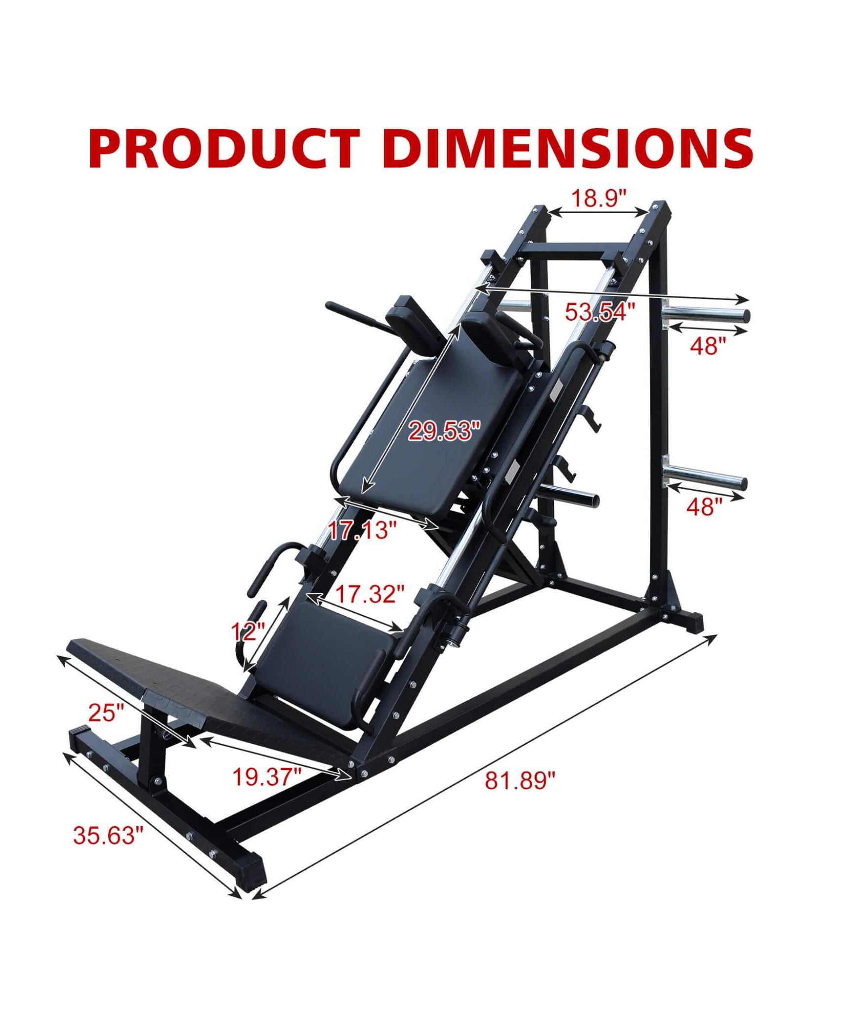 Rovix Professional Adjustable Leg Press Hack Squat Machine For Home Gyms (SAK74330)