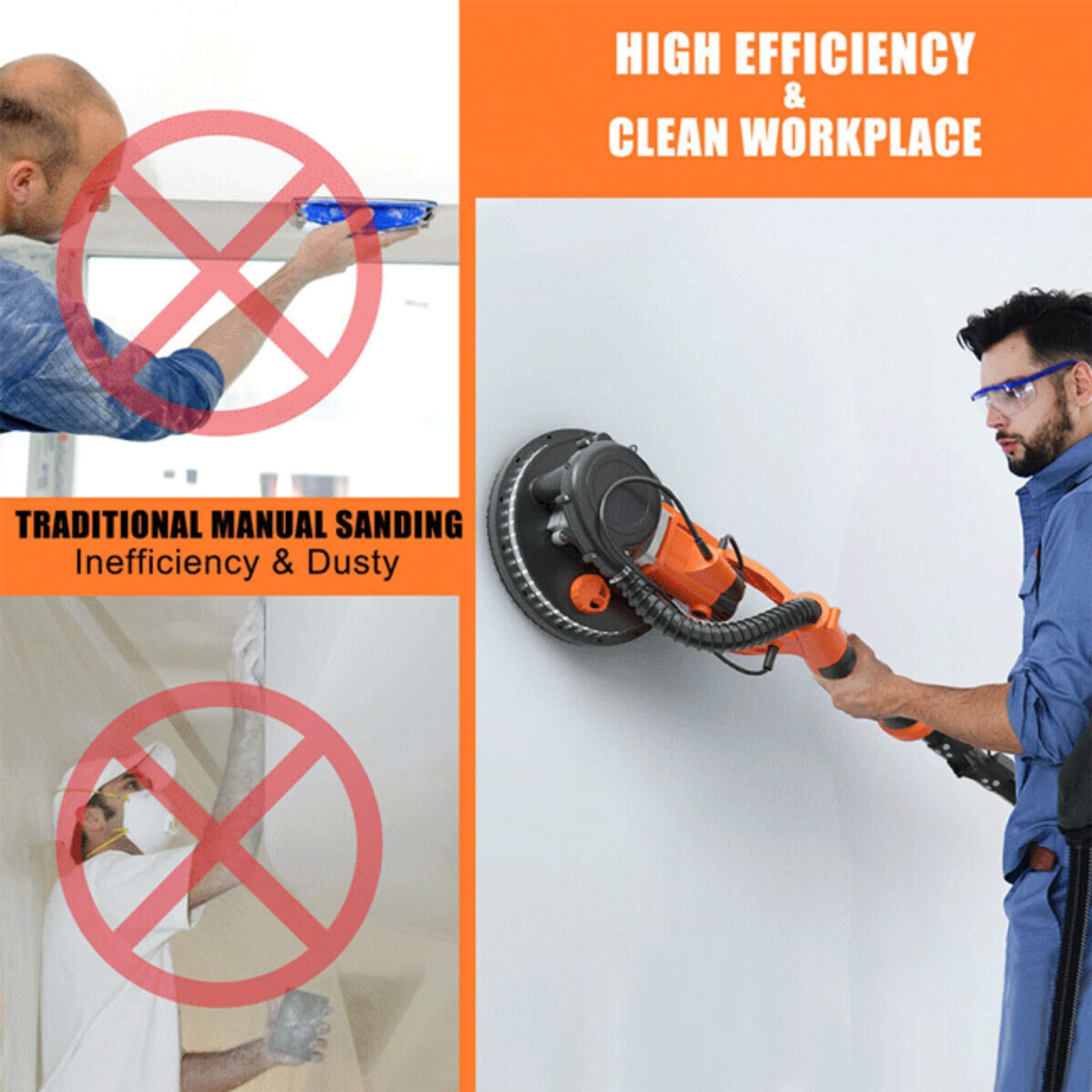 Professional Electric 750W Drywall Ceiling Pole Sander W/ Vacuum (SAK97855)