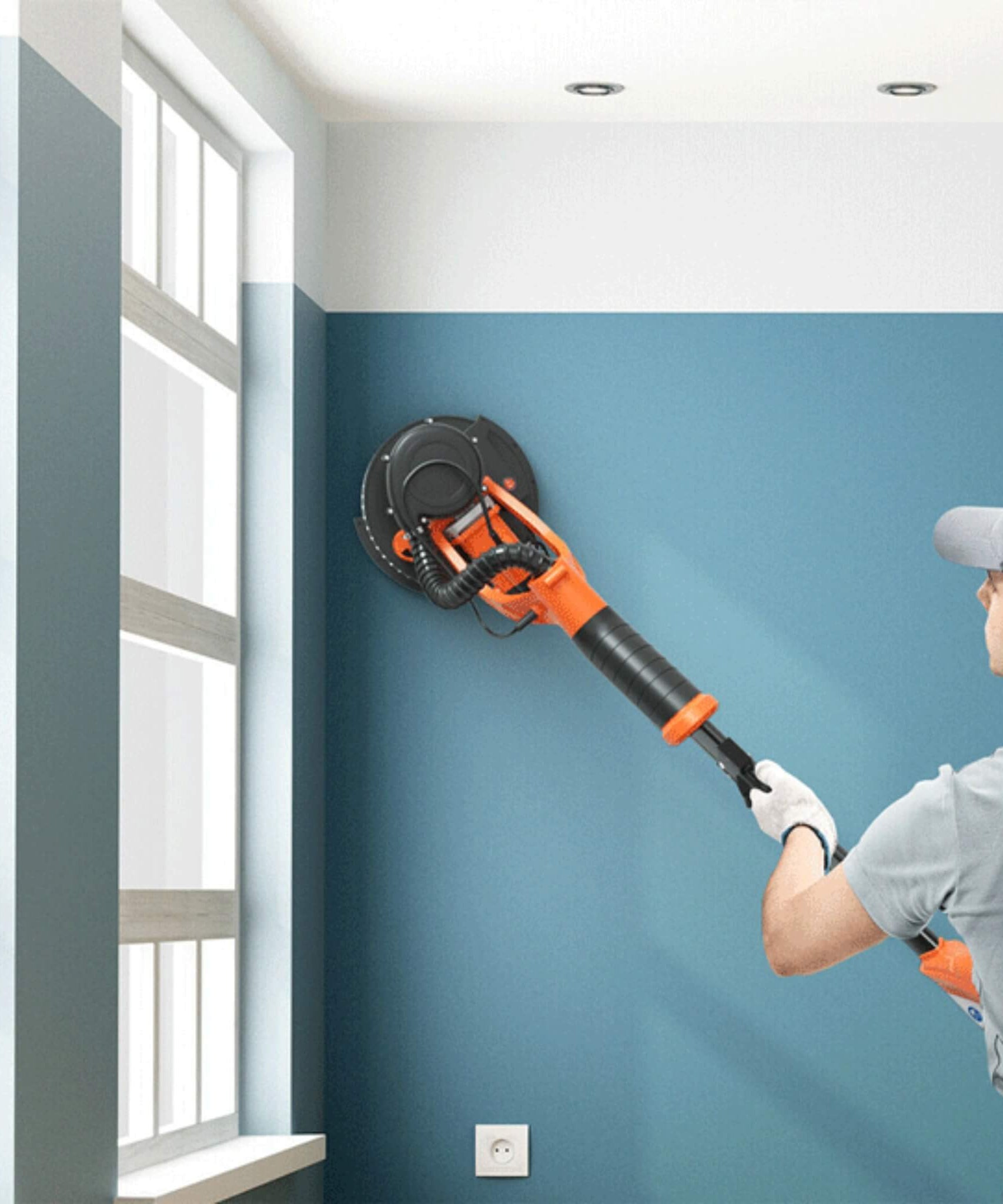 Professional Electric 750W Drywall Ceiling Pole Sander W/ Vacuum (SAK97855)